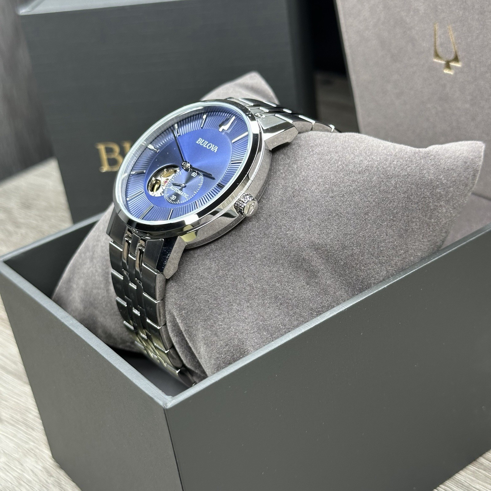 NEW✅AUTOMATIC✅ Bulova American Clipper Blue Dial Steel Men’s Watch 96A247 $450