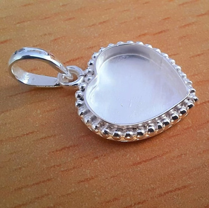 925 Sterling Silver 4mm Heart Bezel Pendant Blank DIY Resin Jewelry Setting