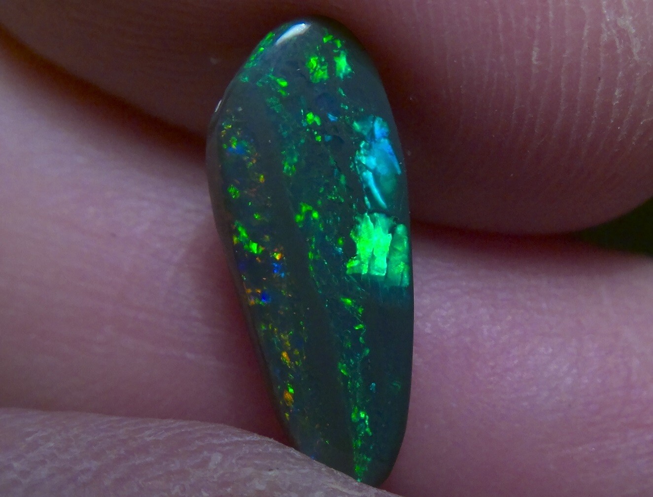 1.78ct solid Lightning Ridge black opal, stunning multicolour *see video*