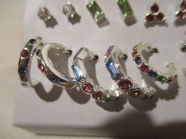AVON Radiant Rainbow Earring Pack 6 pairs of Hoops & Studs 1/2″ D Multicolored