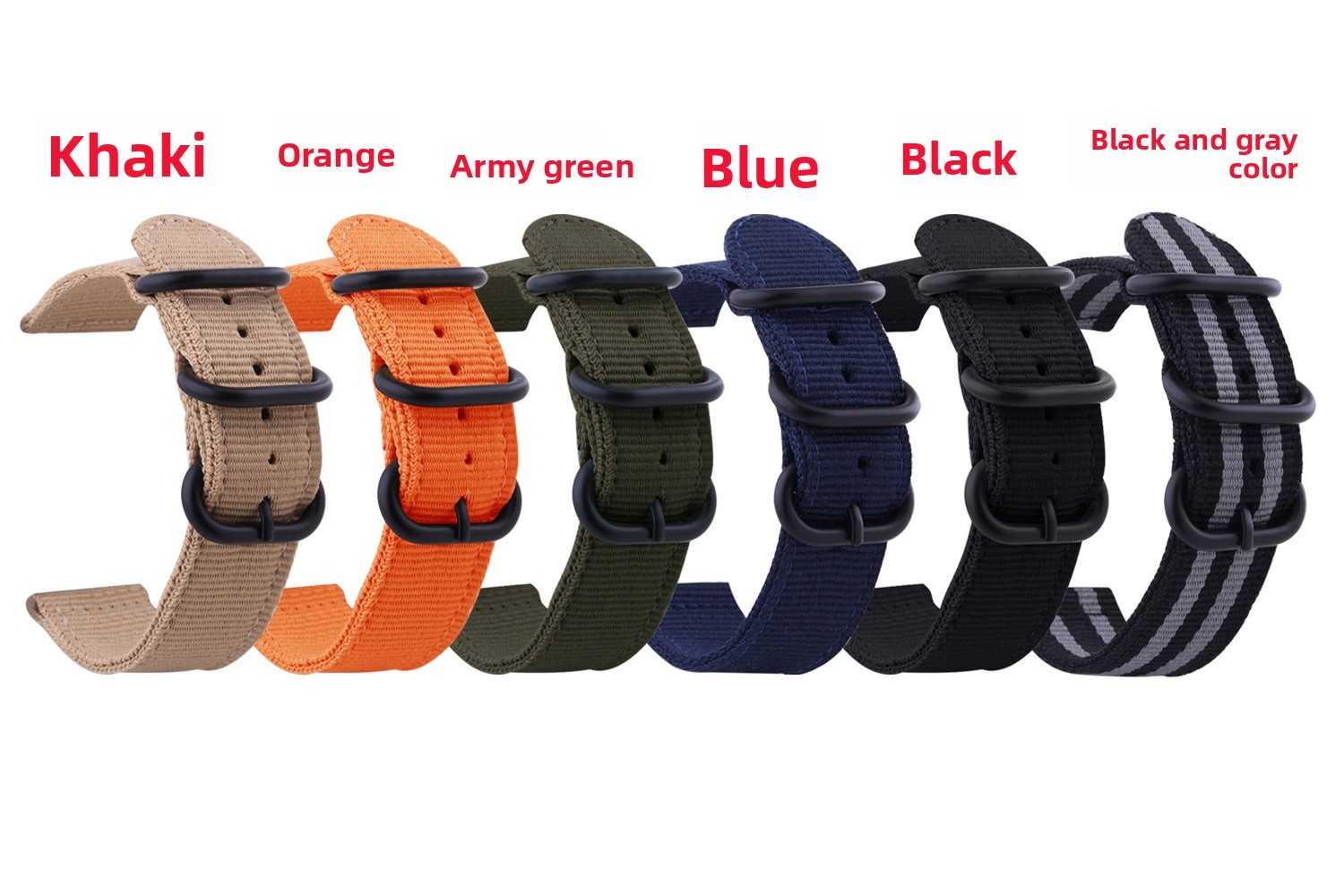 Thicked Frosted Circular Buckle Nylon Woven Watch Band Mens Sports Strap 18-24mm