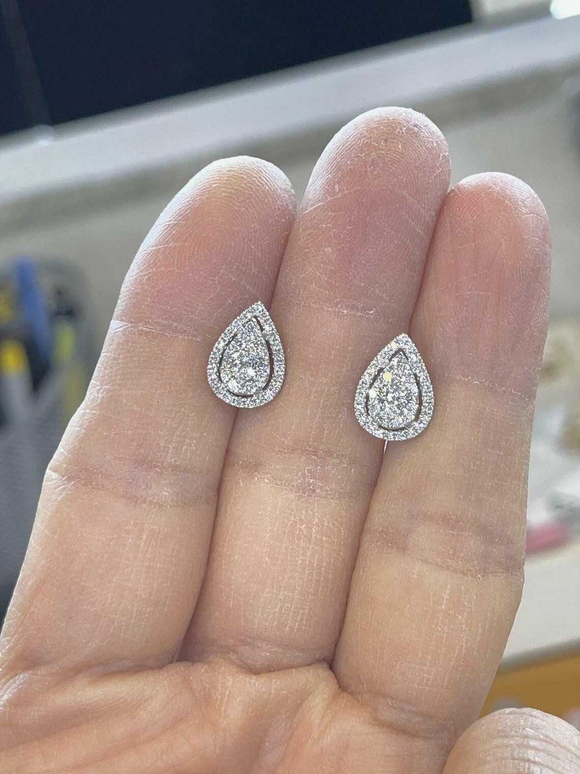 2Ct Round Cut Simulated Diamond Cluster Halo Stud Earrings 14K White Gold Plated