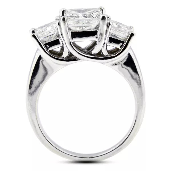 14K White Gold Engagement Ring Trellis 3.17 CT Princess Lab-Grown Diamond F SI1