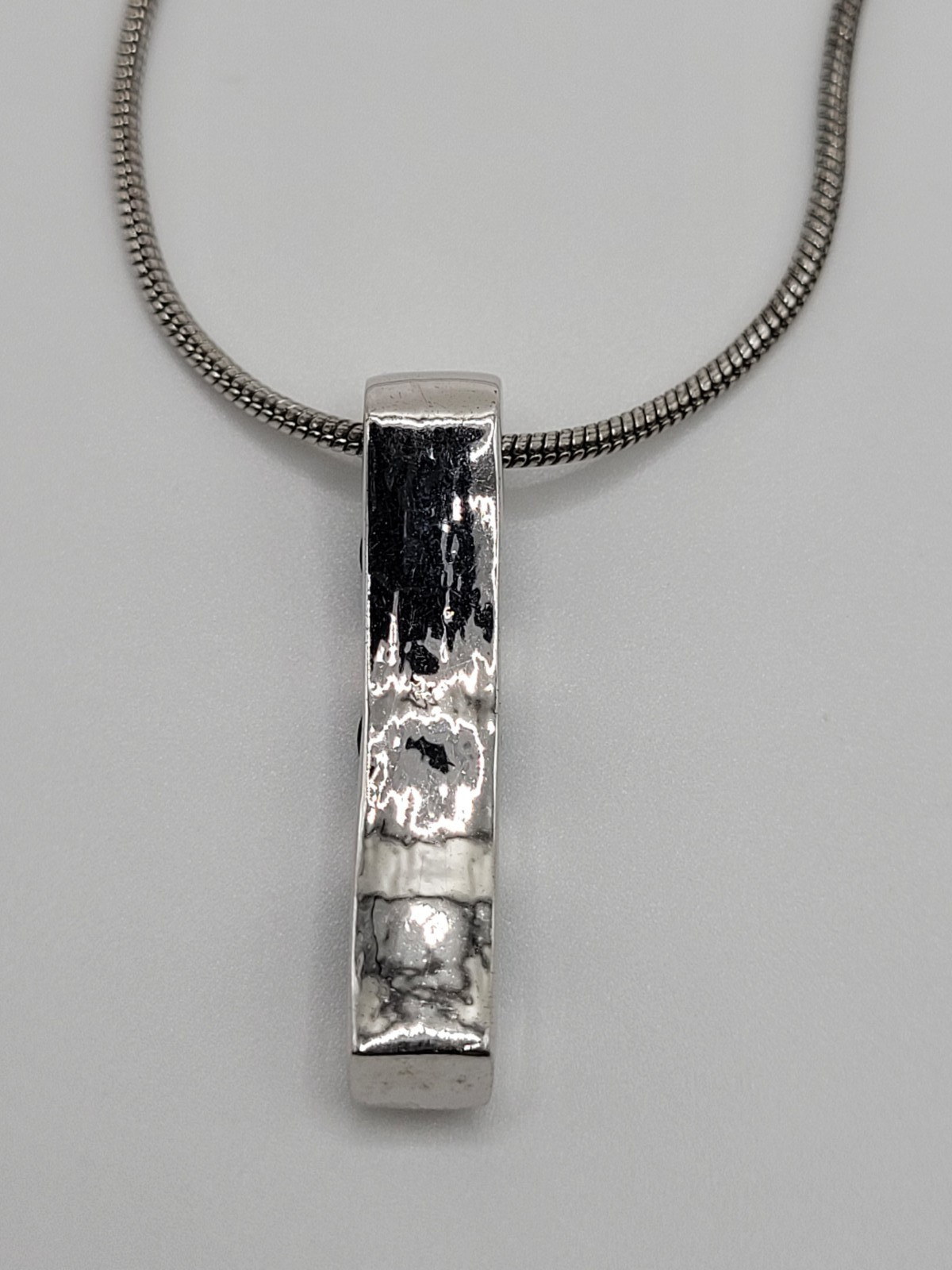 3 Bar Necklace Faux Sapphire Blue Silvertone Setting 16″ to 18″ Y2K