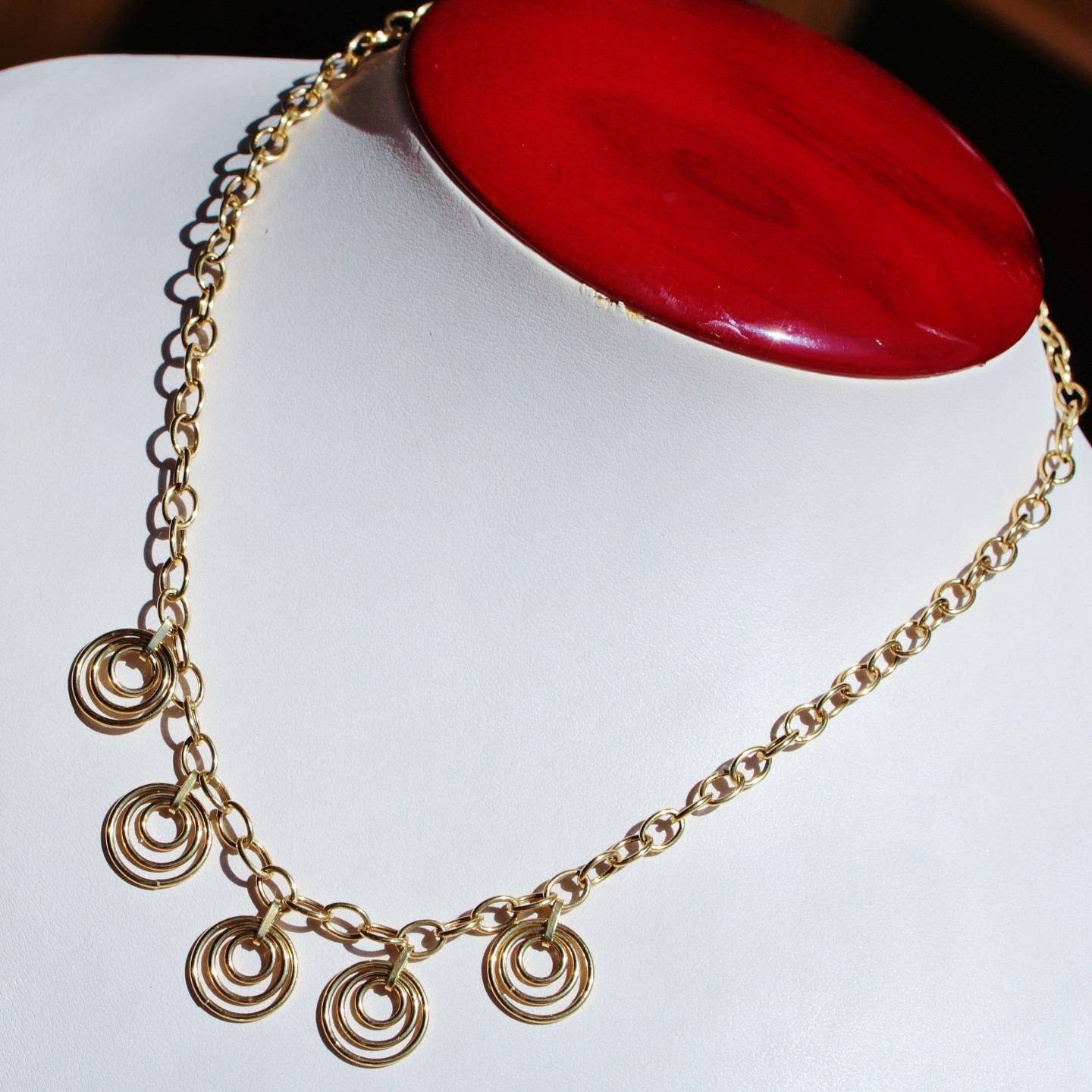 14k yellow gold necklace Italian 17.0″ fancy circular dangle 6.4gr EternaGold