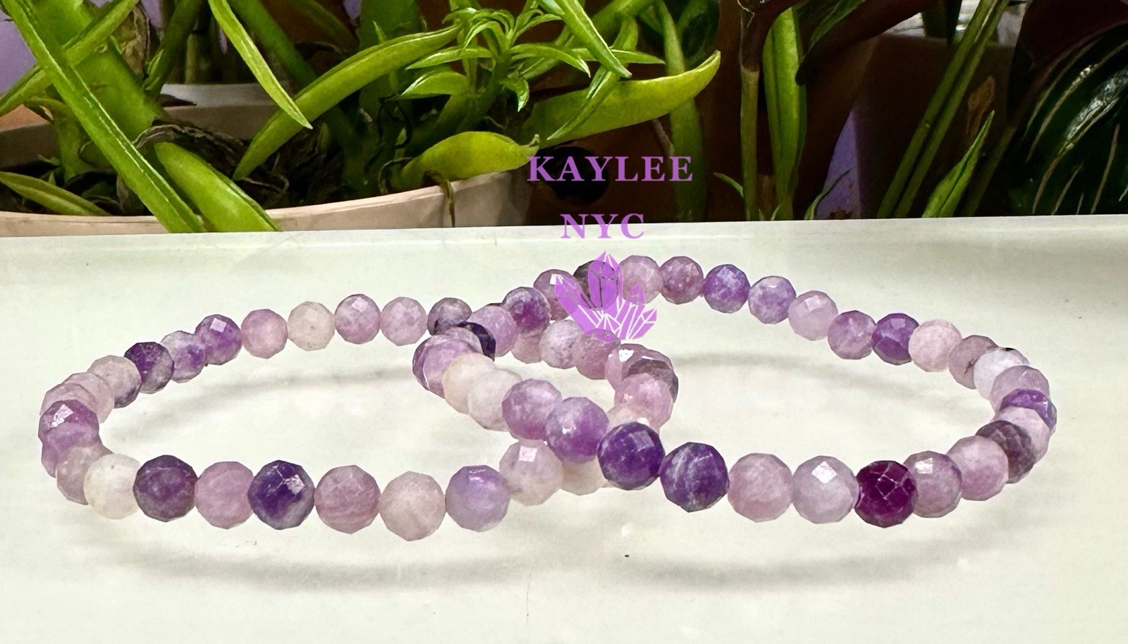 Wholesale 6 PCs Faceted Natural Lepidolite 6mm 7.5” Stretch Bracelet