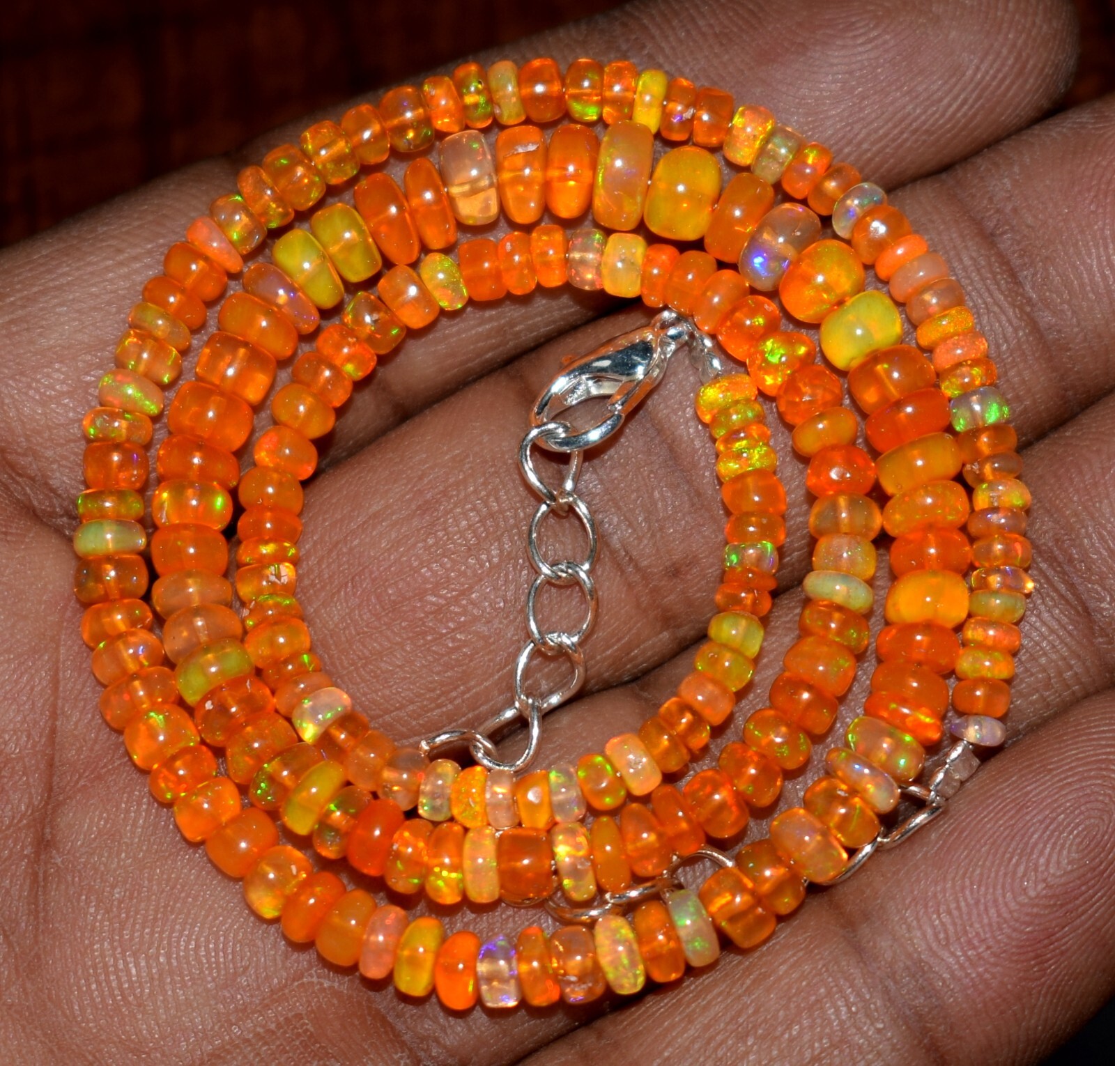 16″Natural ethiopian Opal Welo Fire Opal Gemstone Beads Necklace Black Friday