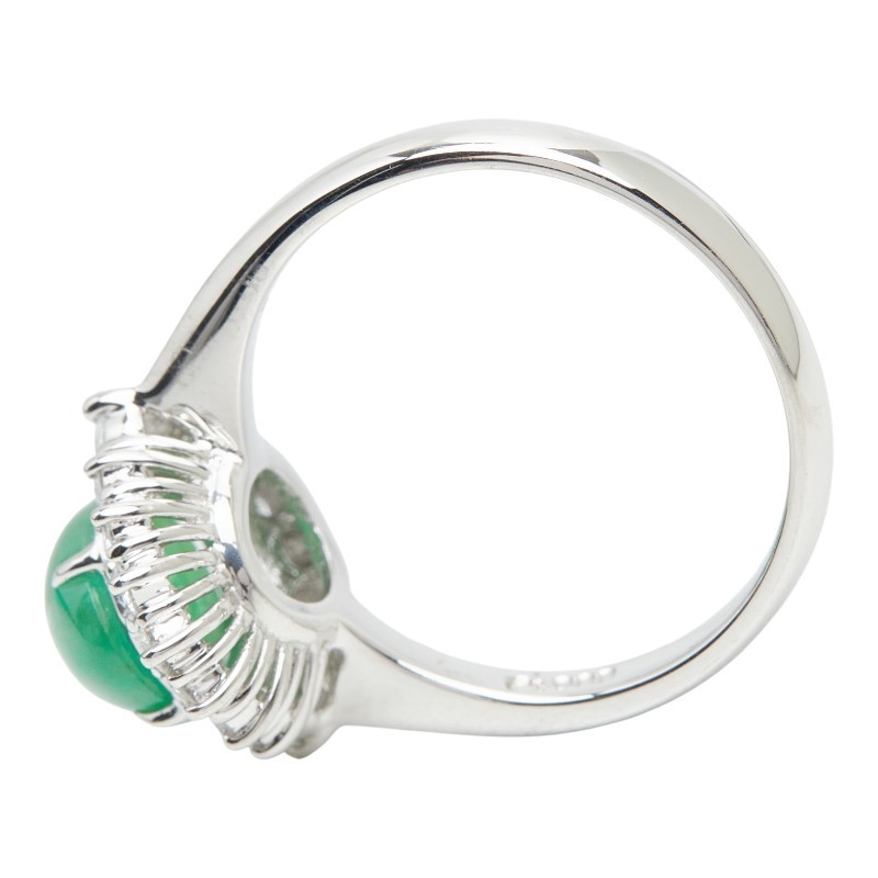 AUTHENTIC Ring ring Pt900 Platinum/Jade #13(JP Size) Women