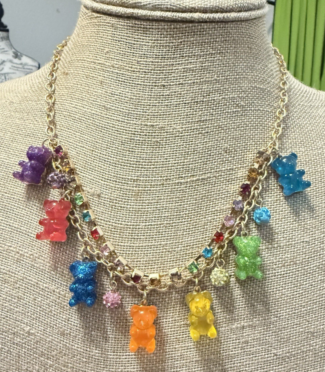 ✨🐻 Betsey Johnson Gummy Bear Rainbow Rhinestone Necklace