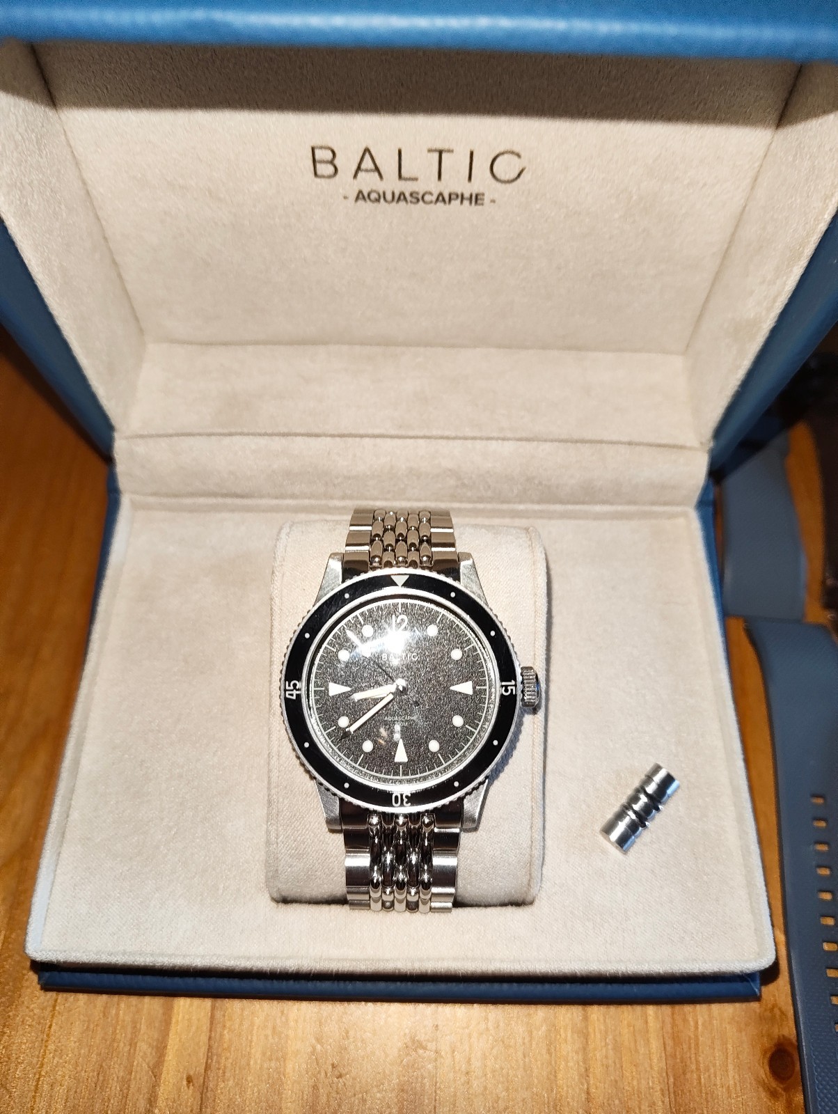 Baltic Aquascaphe Classic Black Automatic Diver, with extra straps and link.