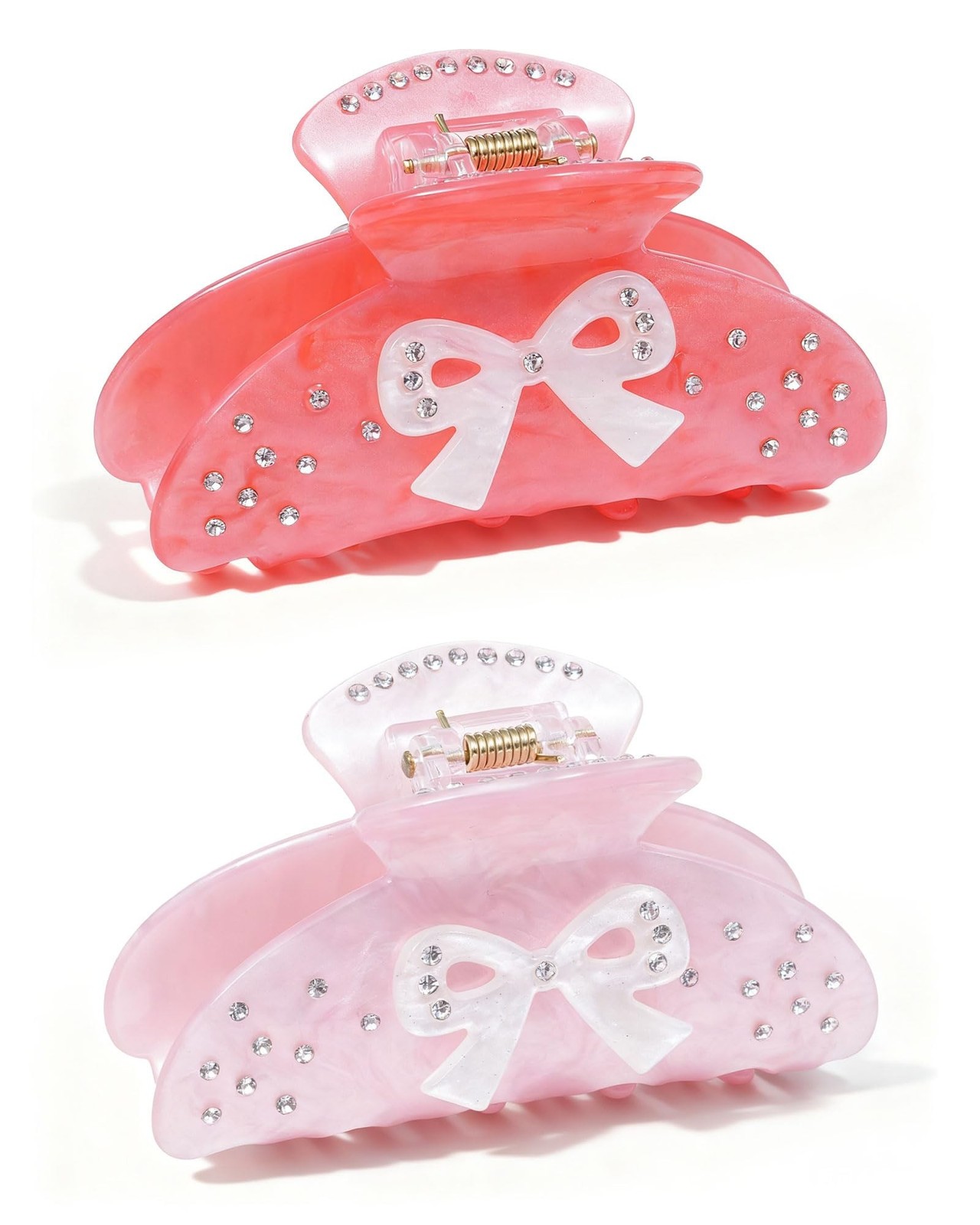 2PCS Bow Hair Claw Clips for Women, Sparkling Rhinestone Medium Bow Hair Claw…