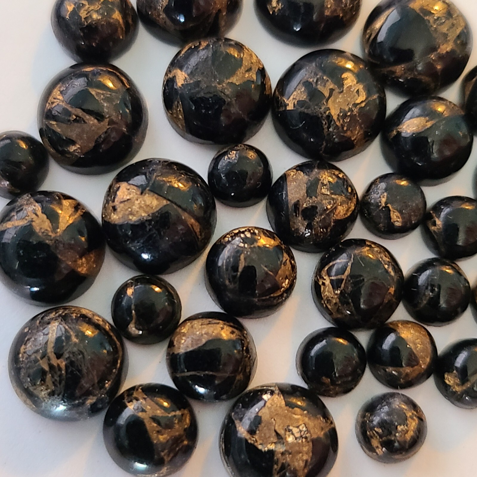 Black Copper Turquoise 6mm Flat Back Round Cabochon Gemstones