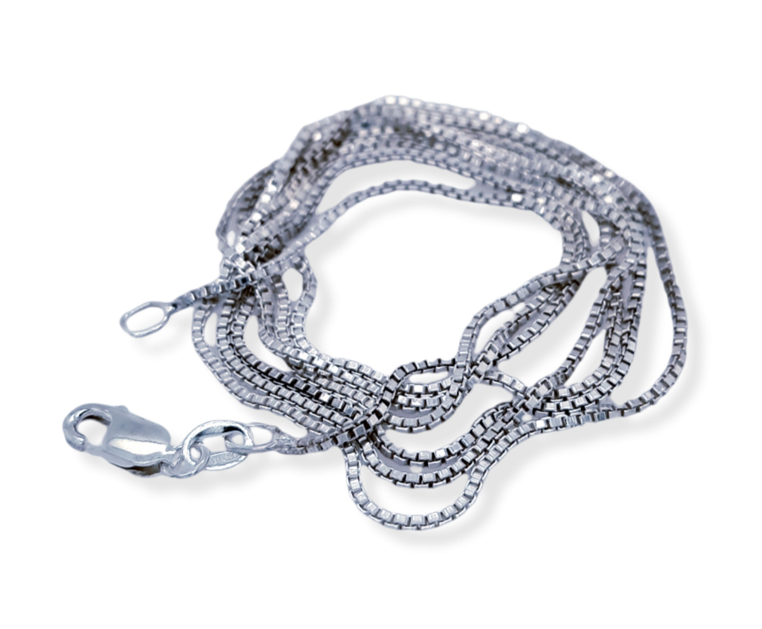 925 Sterling Silver BOX Chain Necklace 1.2 mm 18 20 24 30 36 Inches