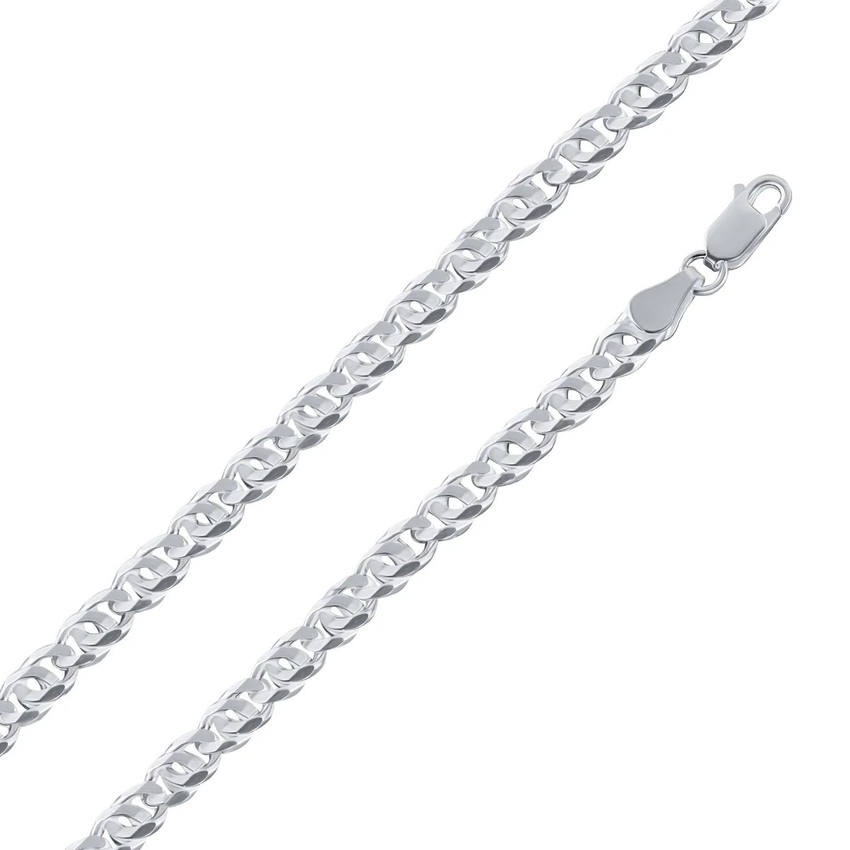.925 Sterling Silver D-Cut Bird Eye Curb Chain Necklace Size-20″-24″