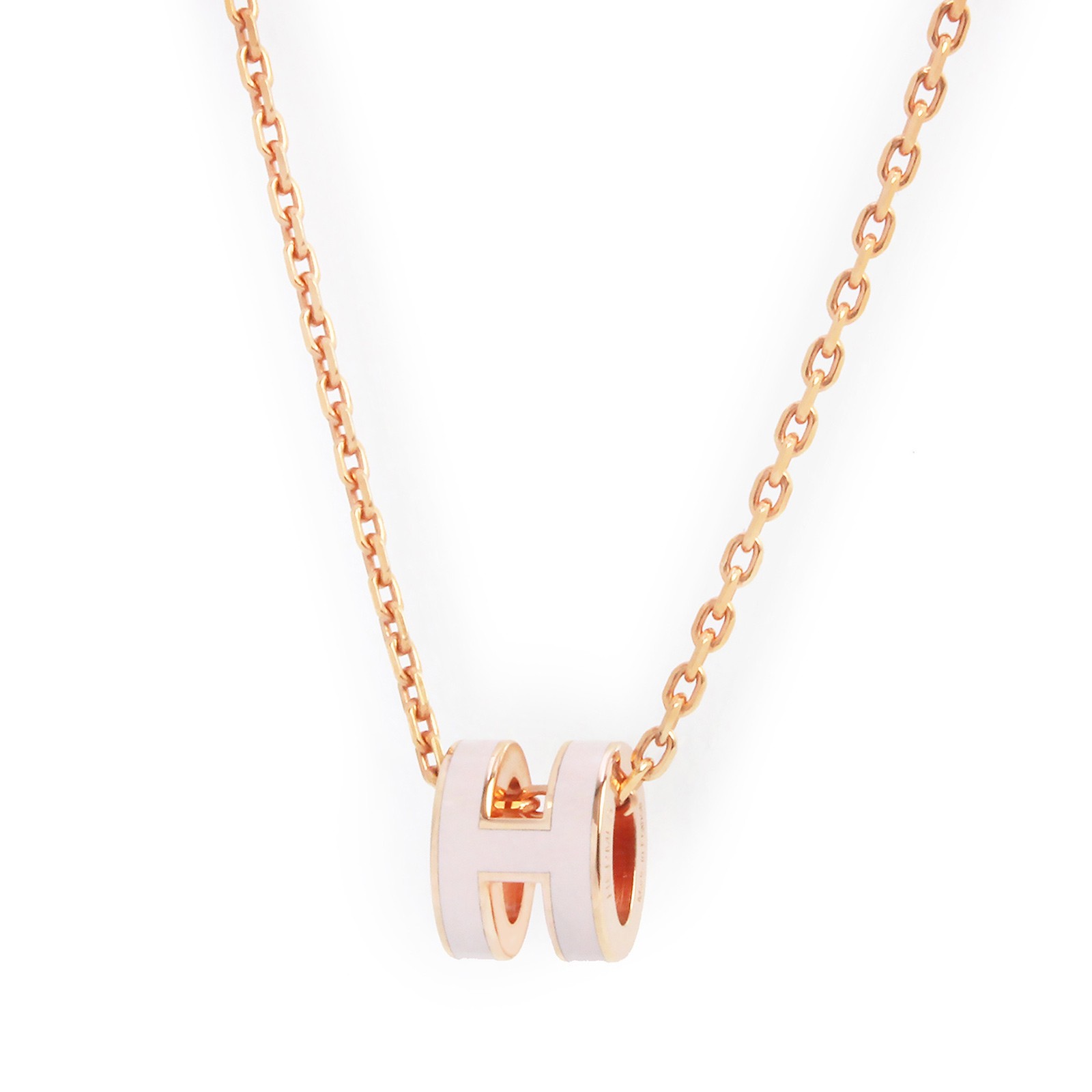 HERMES Pop H Mini Pop H lacquered metal, Poudre (Poodle) Pendant / Necklace