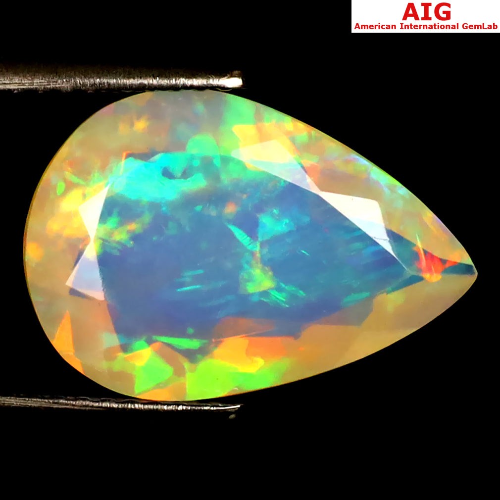 4.36 ct AIG Certified Oval (16.00 x 11.09 mm) Welo Natural Rainbow Opal