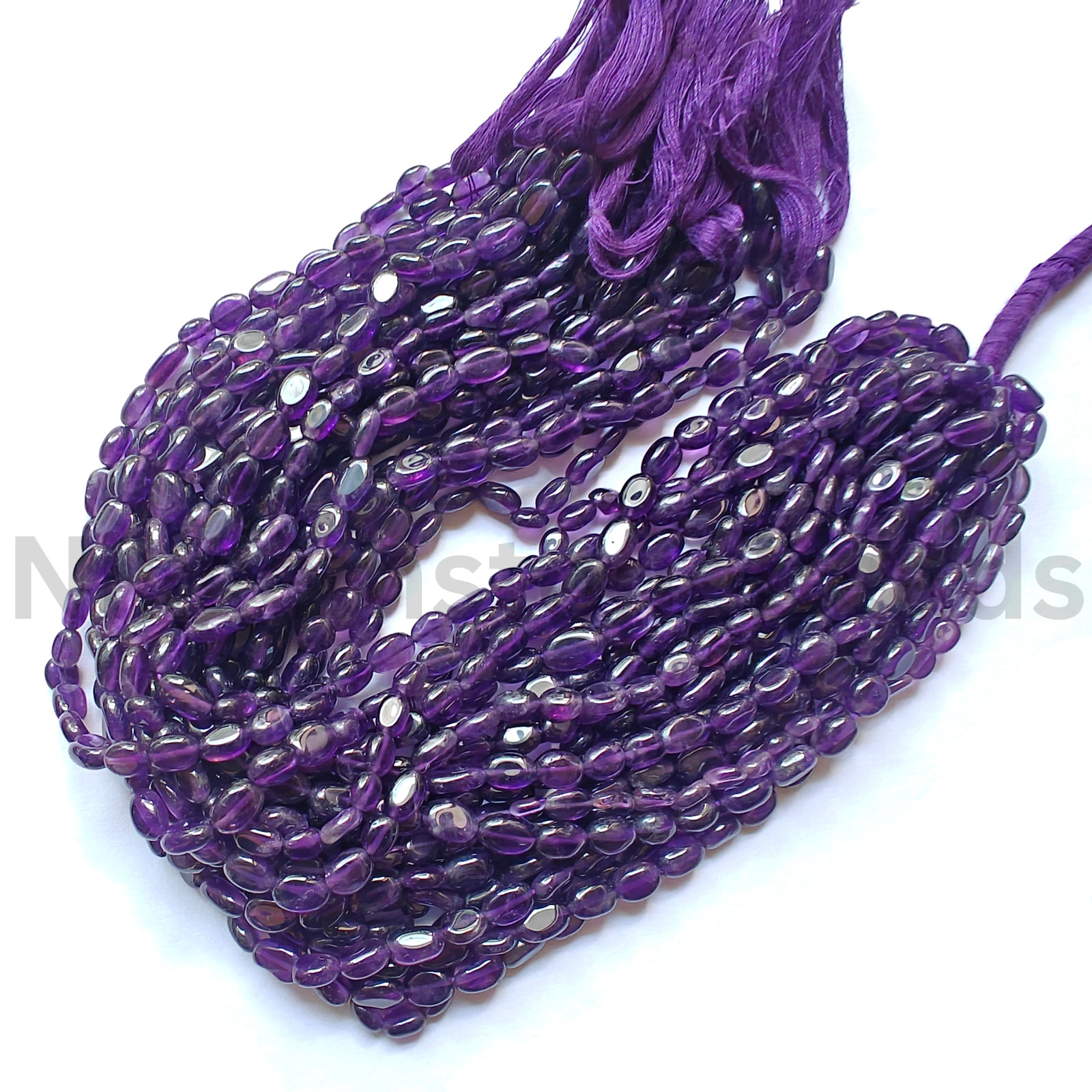 Natural Amethyst Gemstone Beads, Smooth & Plain Oval Cut Beads, 7.50-10.00 MM.