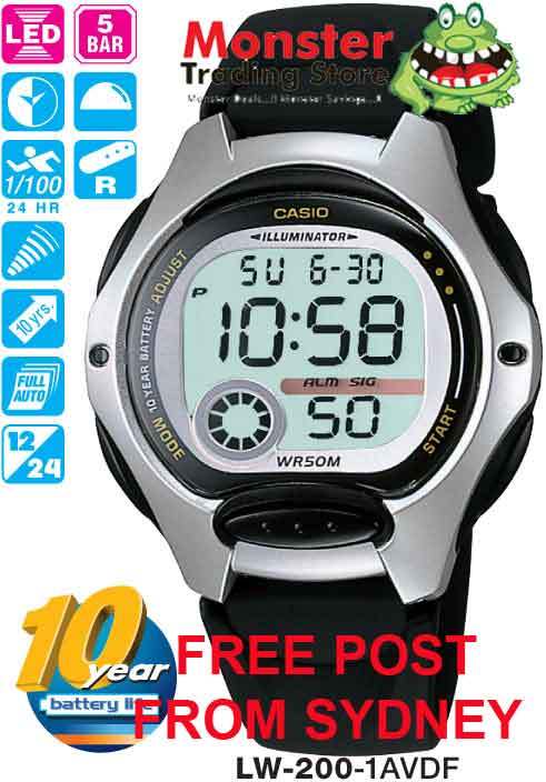 CASIO WATCH LW-200-1 LW200 RP$69.95 12-MONTH WARRANTY