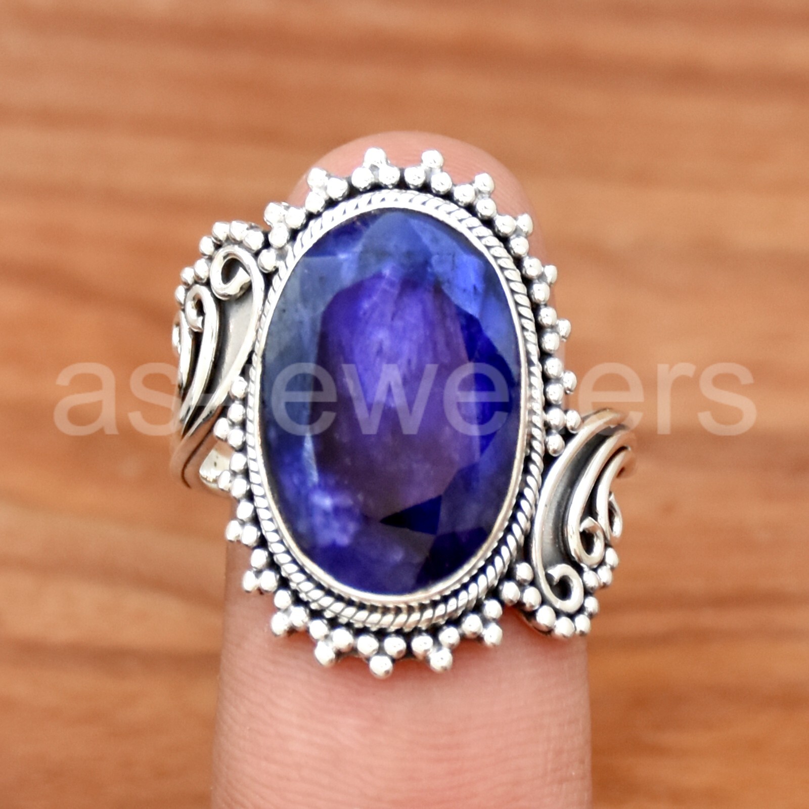 Blue Sapphire Ring, 925 Sterling Silver Ring, Dainty Ring, Statement Ring