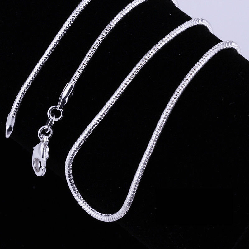 18″ Simple Unisex Mens Womens Silver Plated Snake Chain Pendant Necklace Clasp