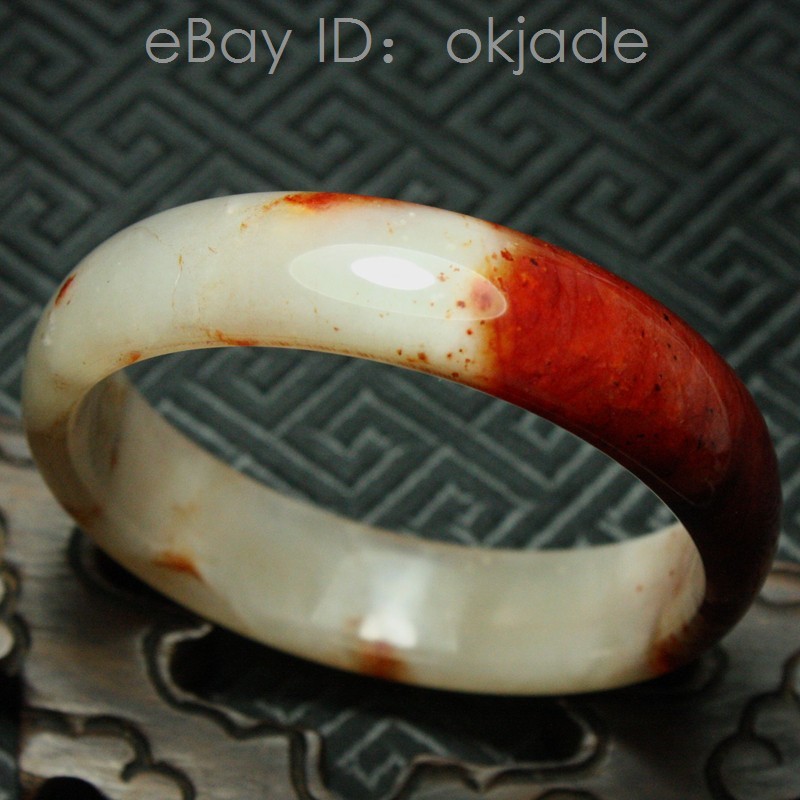 61mm Certified Beautiful Natural Grade A Red White Xiu Jade Bangle Bracelet 551