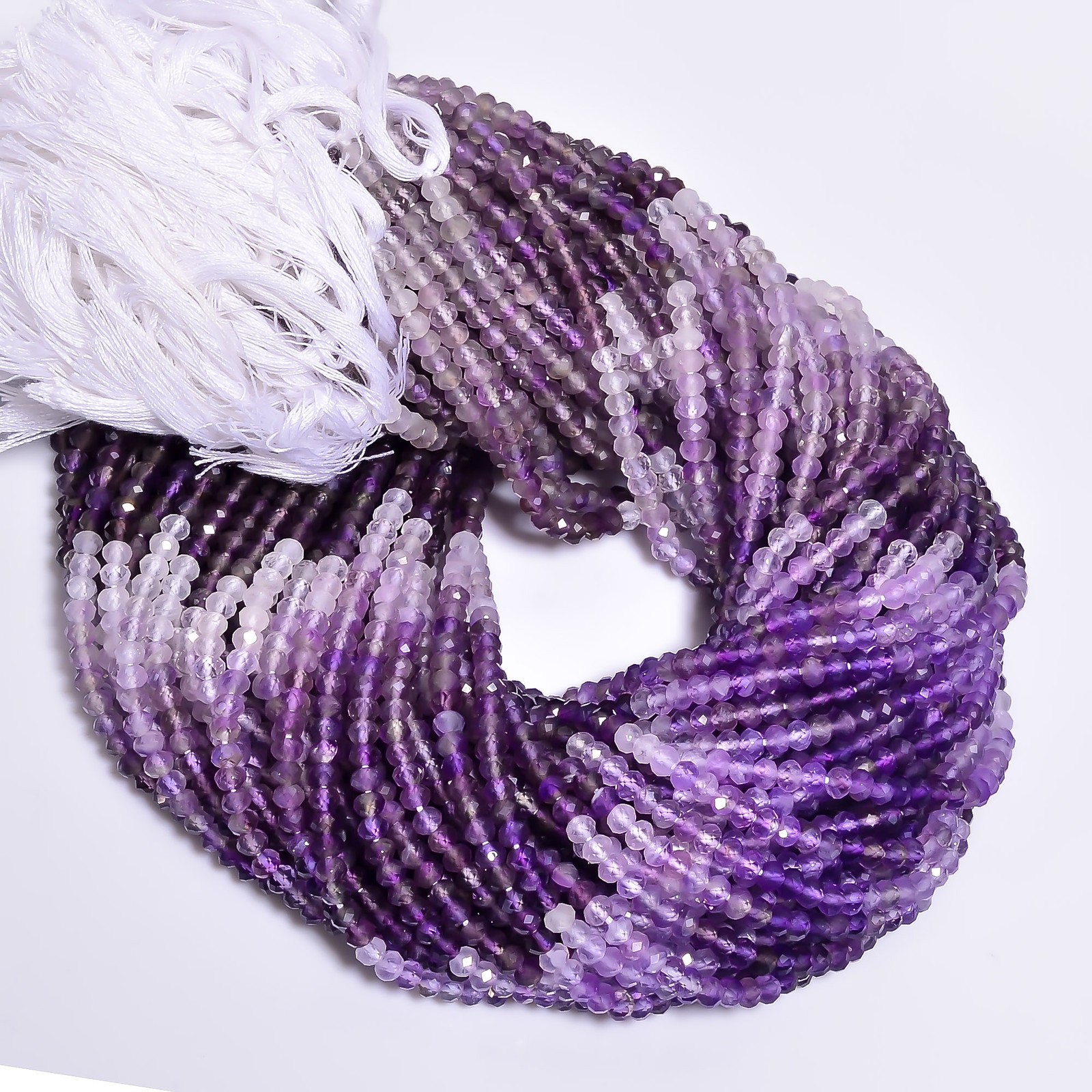 Natural Amethyst Shaded Gemstone Round Faceted Beads 4 mm Strand 12.5″ AB-560