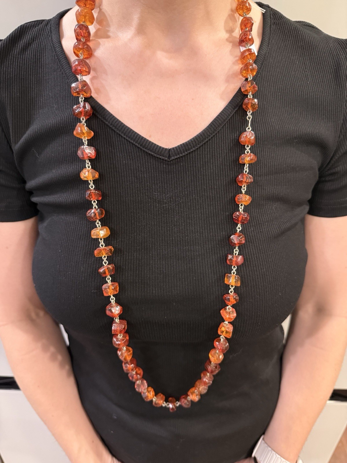 Vintage Genuine Amber Chunky Nugget Necklace Cognac Honey Beads 78g Estate