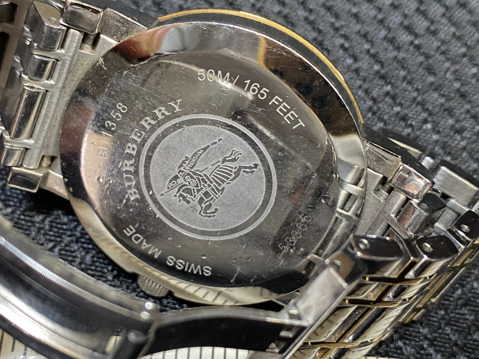 Burberry Two-Tone Silver Gold Swiss Made Unisex Watch ~ 50 m / 165 Feet ~ BU1358
