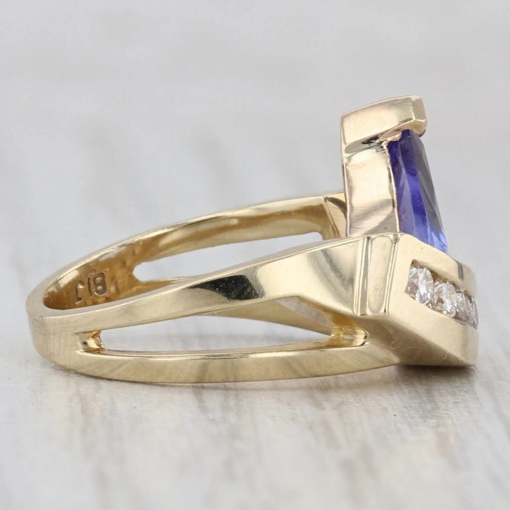 2.91ctw Tanzanite Diamond Ring 14k Yellow Gold Size 7 Abstract Bypass