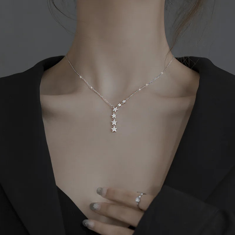 2021 New Star Necklace Tassel Pendant 925 Silver Simple Temperament Clavicle Cha