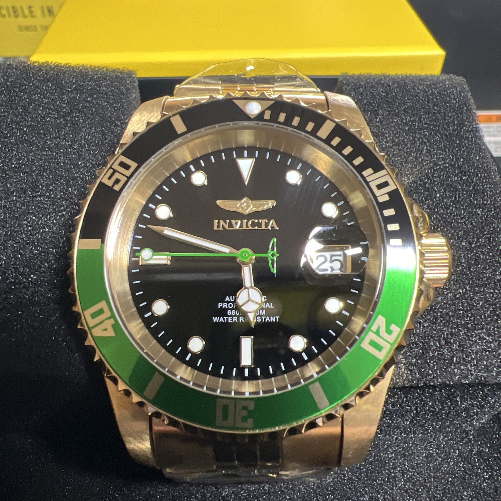 Invicta Pro Diver Automatic Men’s 42mm Black Dial Green Bezel Watch 29184