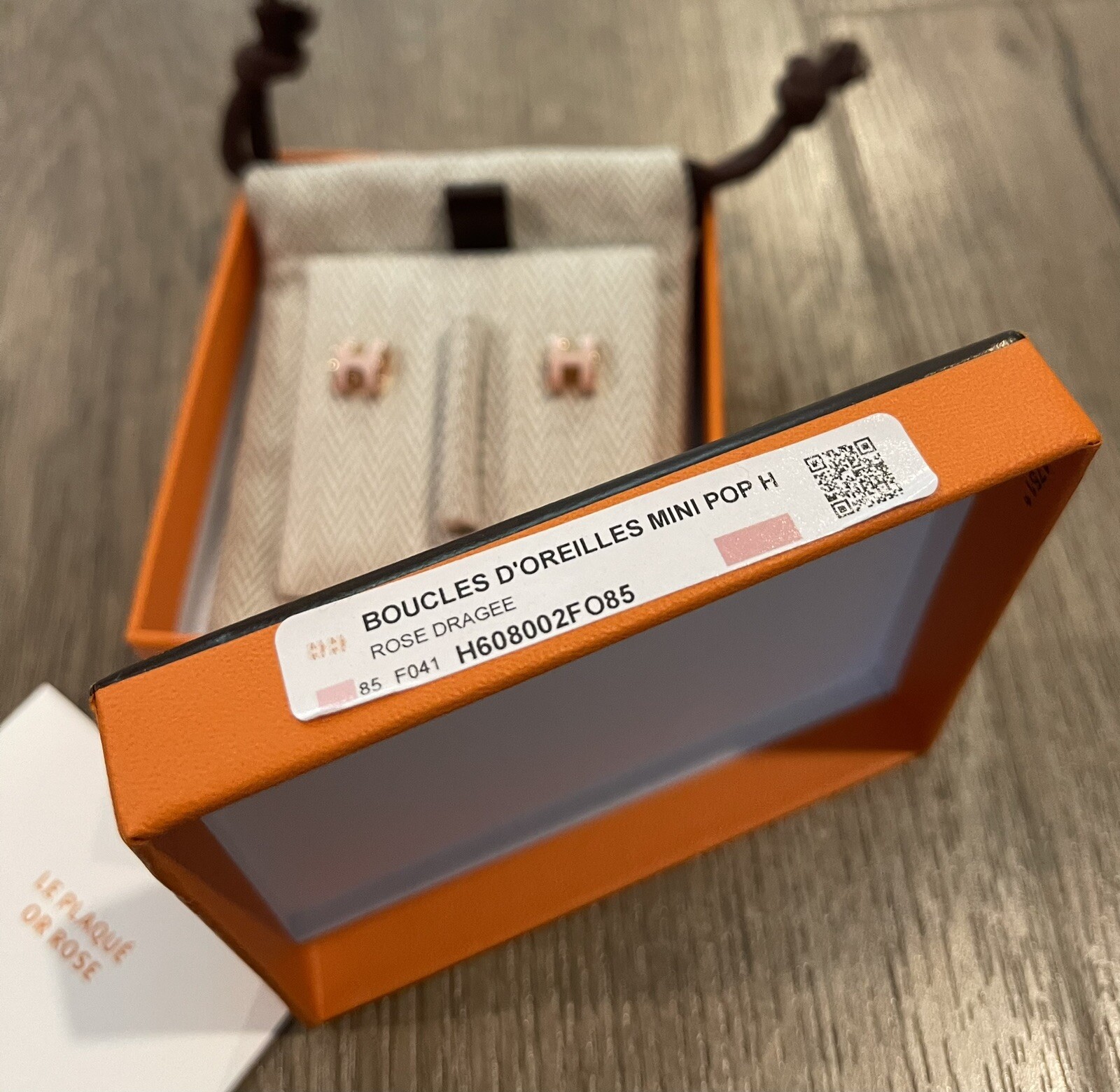 New HERMES Mini Pop H Earring Rose Dragee Pink Rose Gold Hardware RGHW