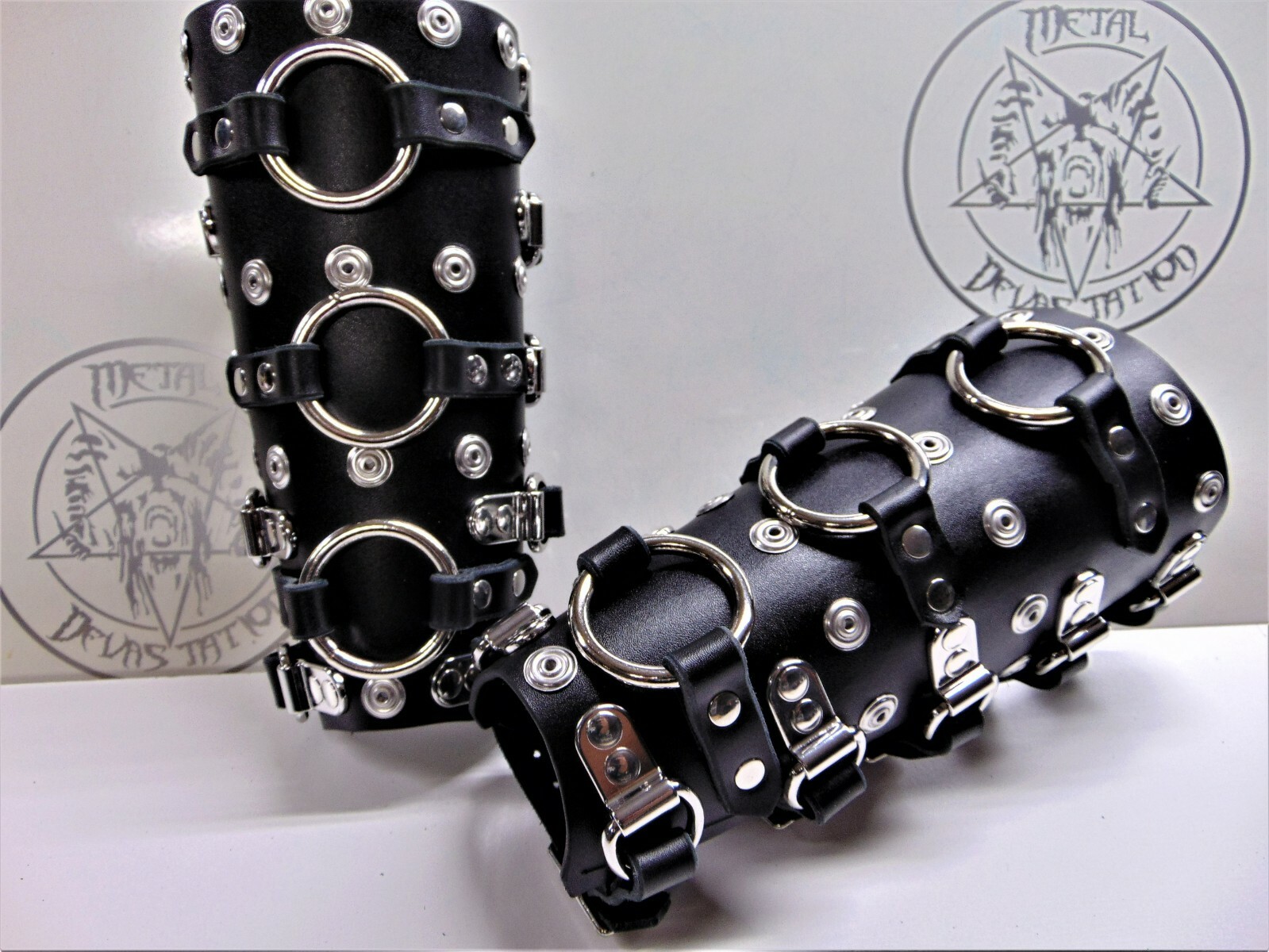 LEATHER STRAPS GAUNTLETS. BLACK METAL …(MDLG0029)…. AGALLOCH’S