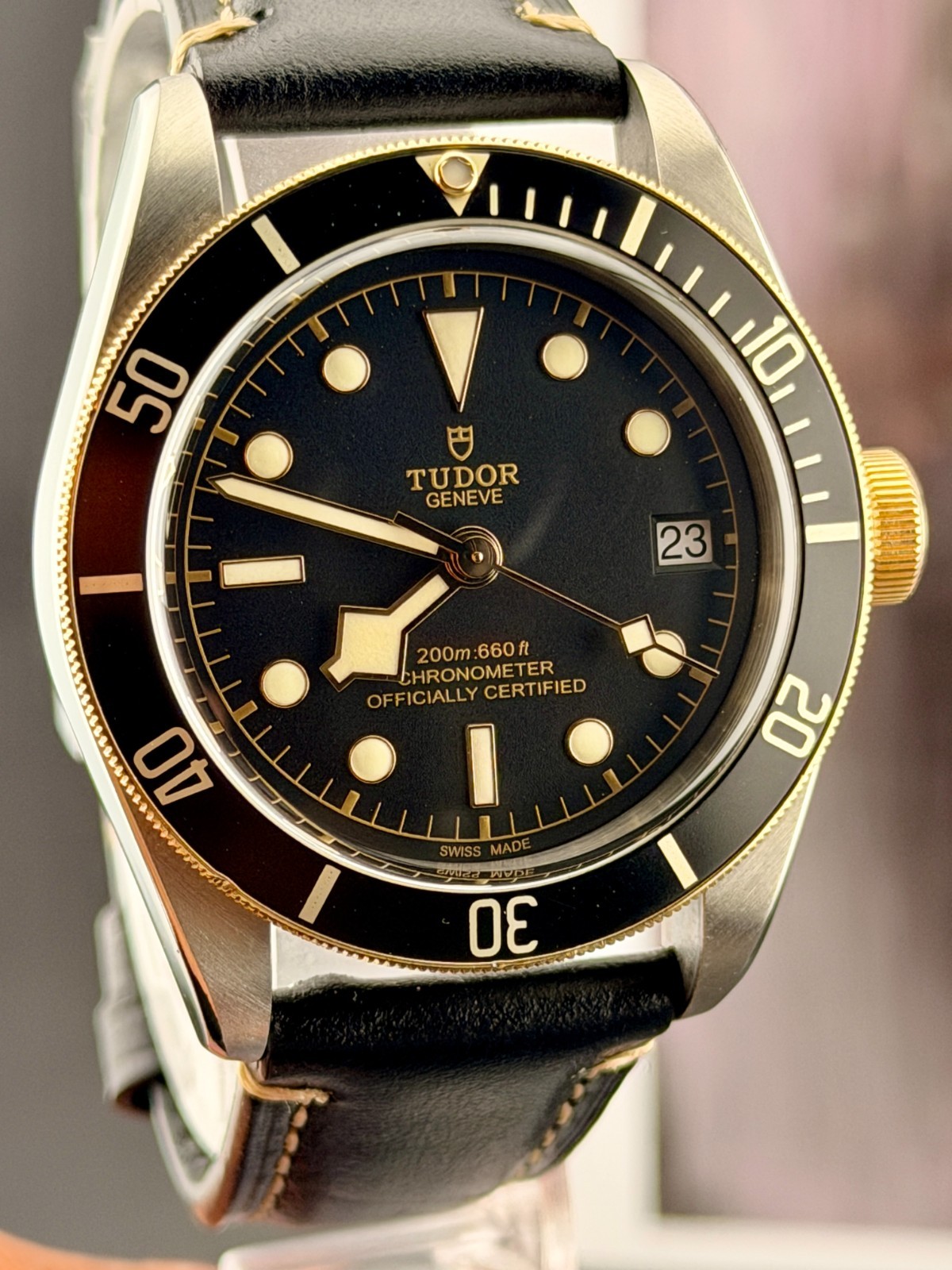 2020 Tudor Black Bay 41mm Steel Gold S&G Leather Strap Watch 79733N B+P