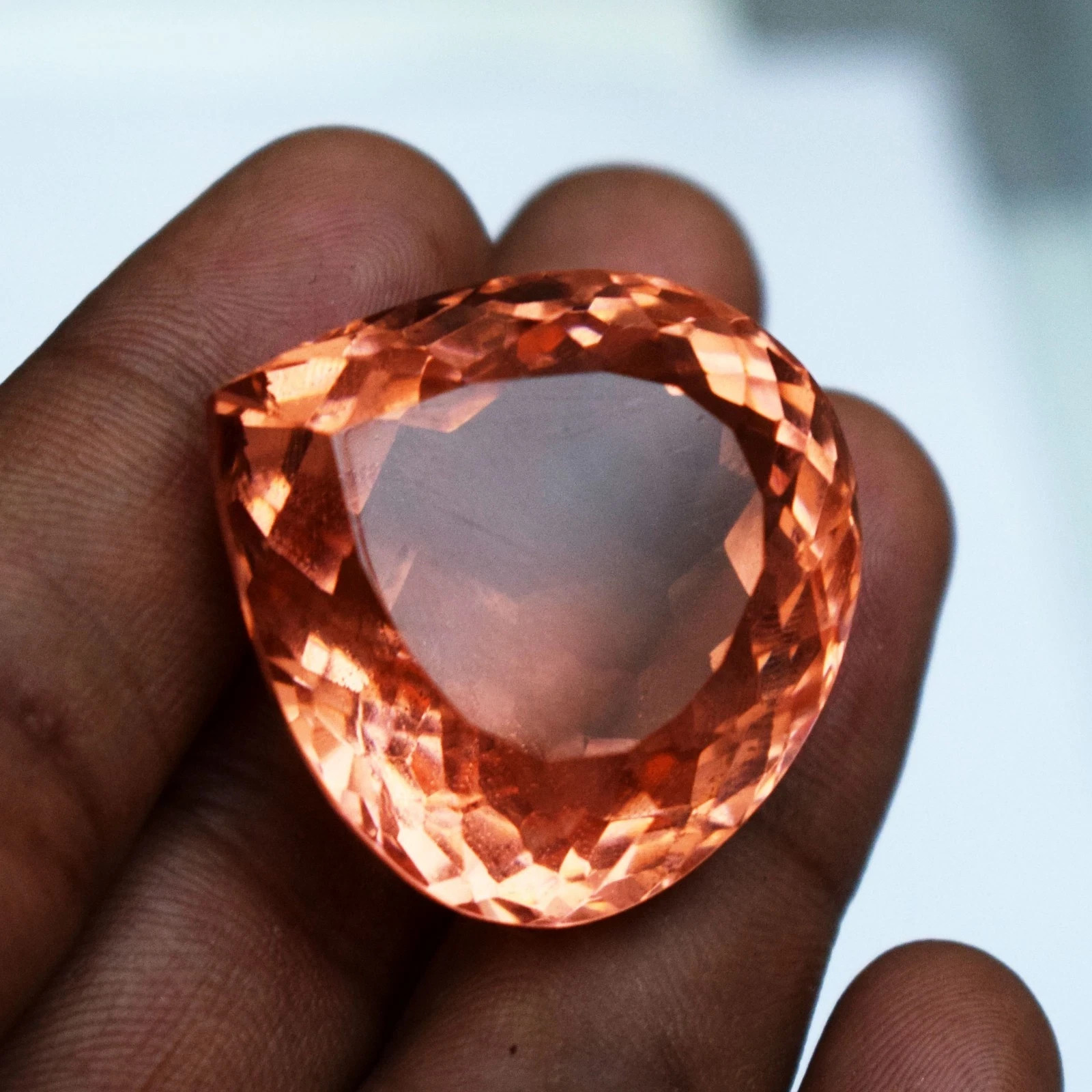 Huge 115 Ct Flawless Peach Topaz Pear Cut Stunning Certified Loose Gemstone