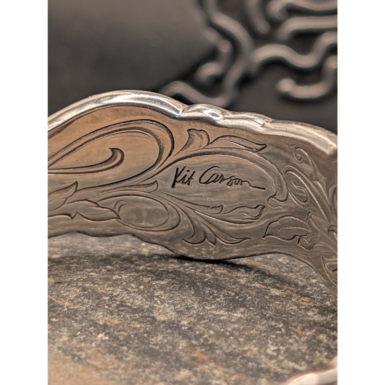 Kit Carson Navajo Sterling Cuff Bracelet • Signed Native Amer. 925 • 50.12g Wave