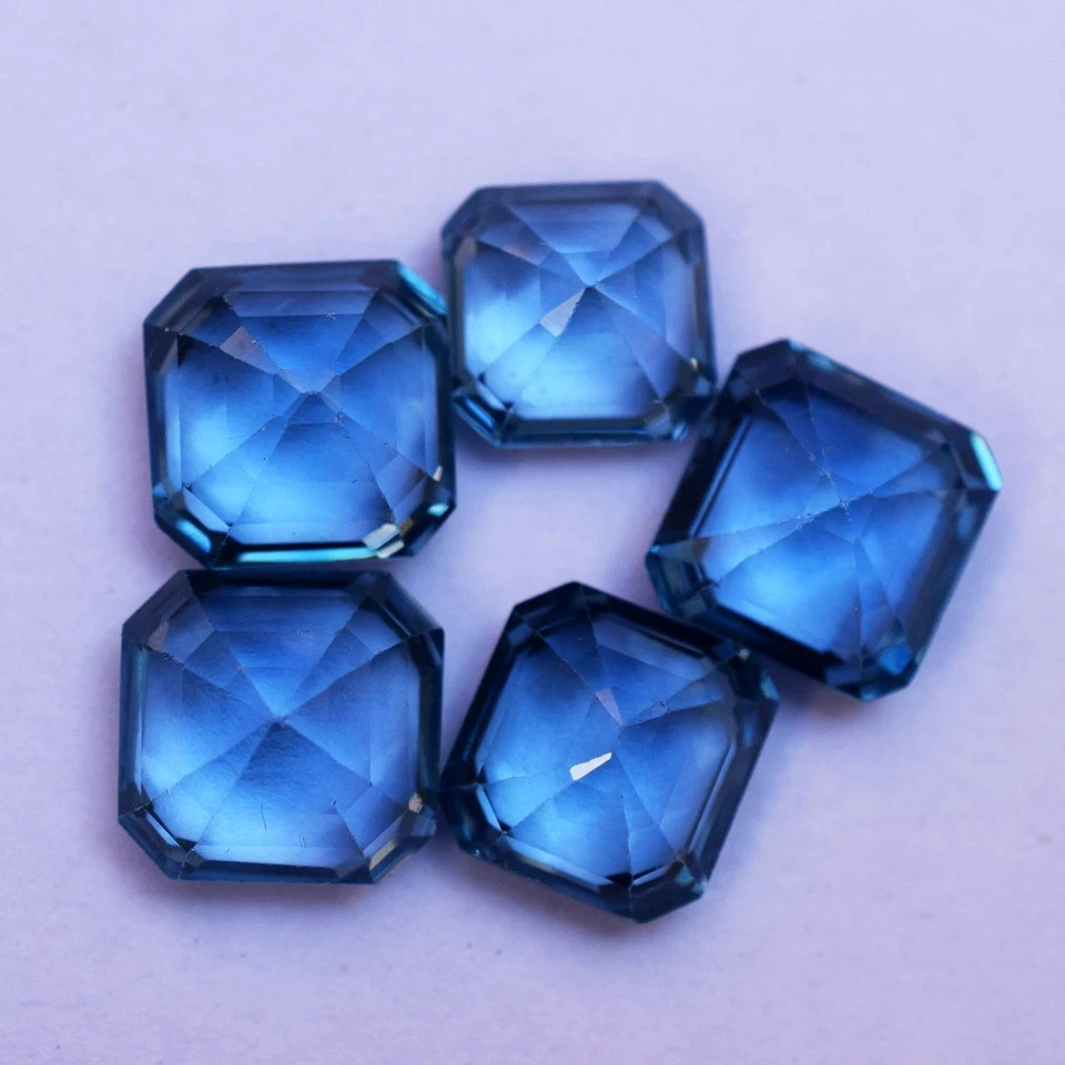 40.40 CT Natural London Blue Topaz Octagon Cut Flawless Certified Gemstone Lot