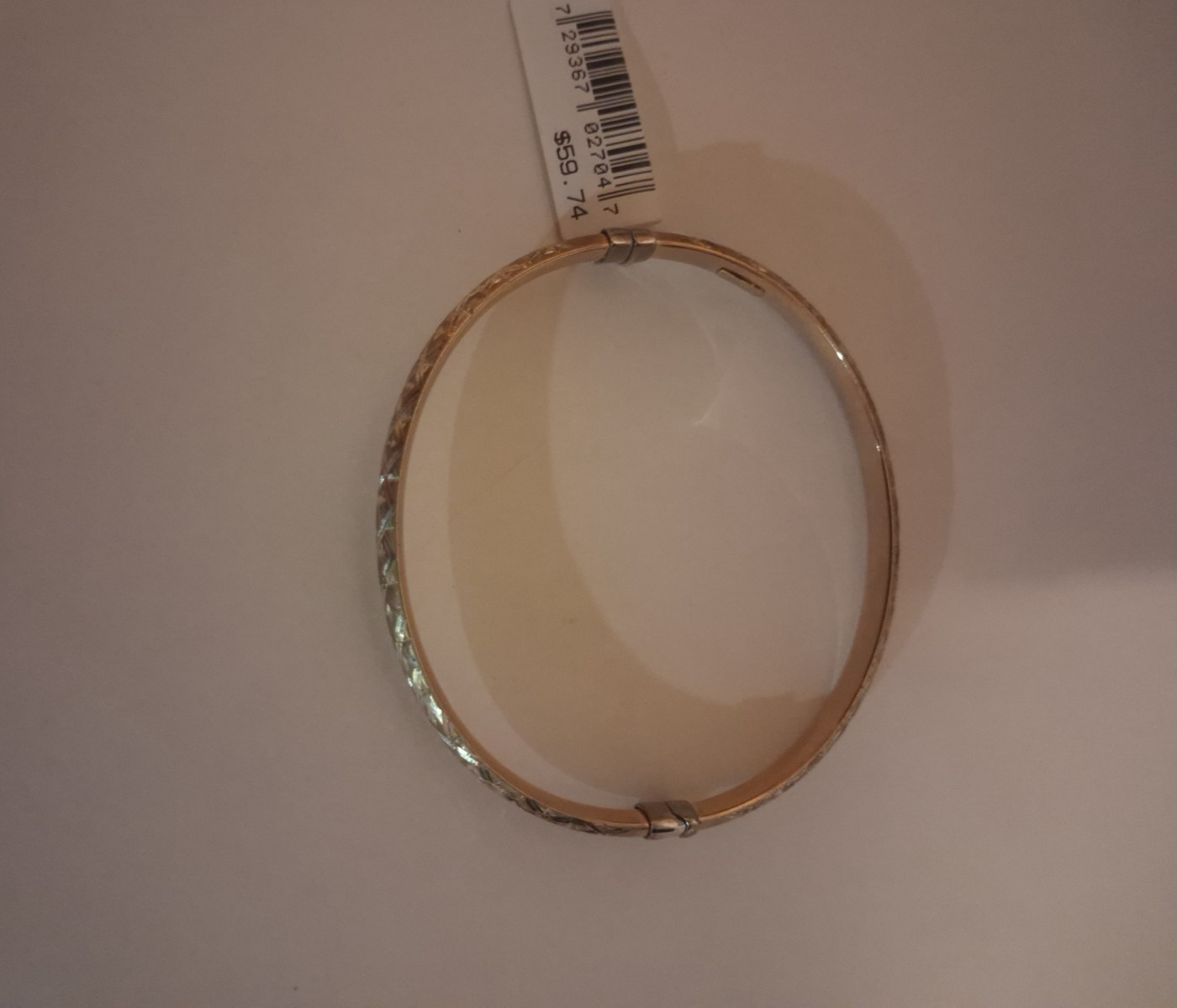 Gold 10 K / SS Qult Bangle Bracelet With Tag 7.5 Stamped 925 / 10K