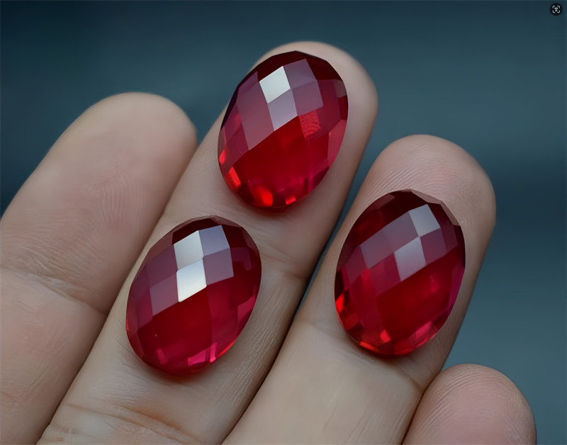 Oval Faceted Cut Pigeon Blood Red Corundum Ruby Lab-Created AAAA+ Loose Gemstone