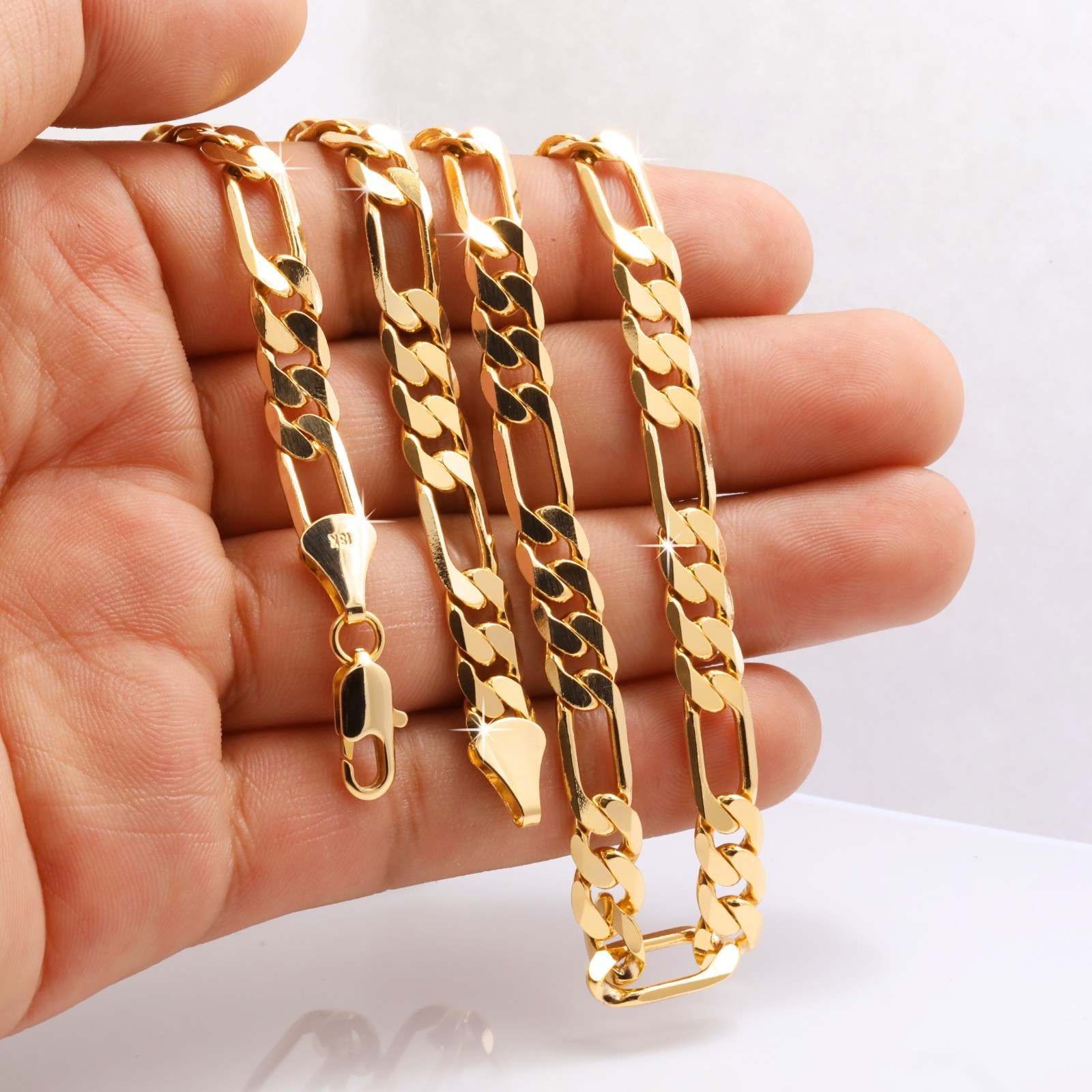 Italy Figaro Chain Link 14K Gold Plated 8mm 24″ Hip Hop Fashion For Men’ & Women