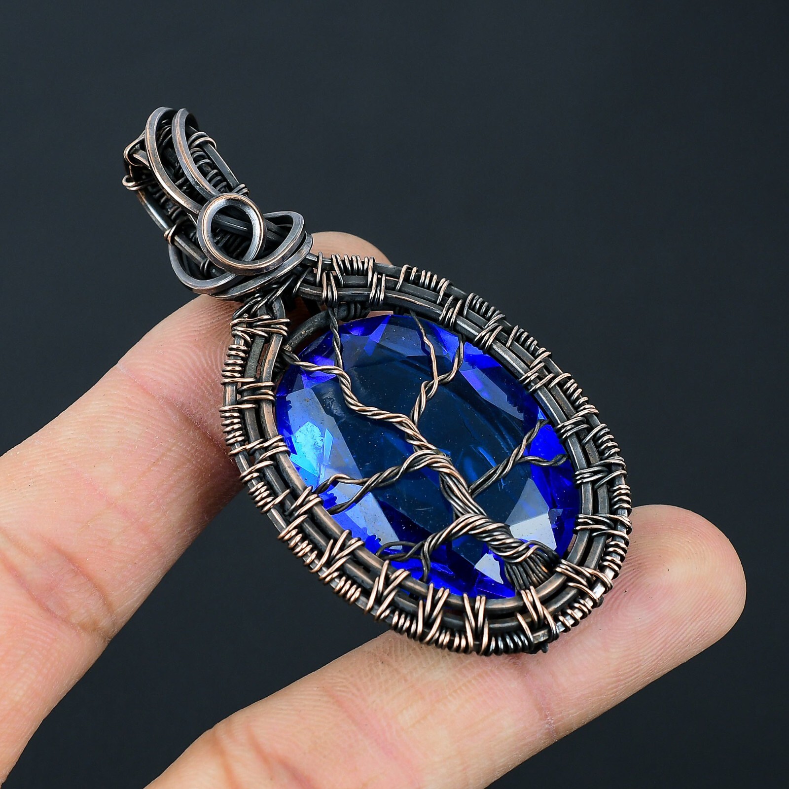 Tanzanite Handmade Gemstone Beautiful Tree Of Life Copper Wire Wrapped Pendant