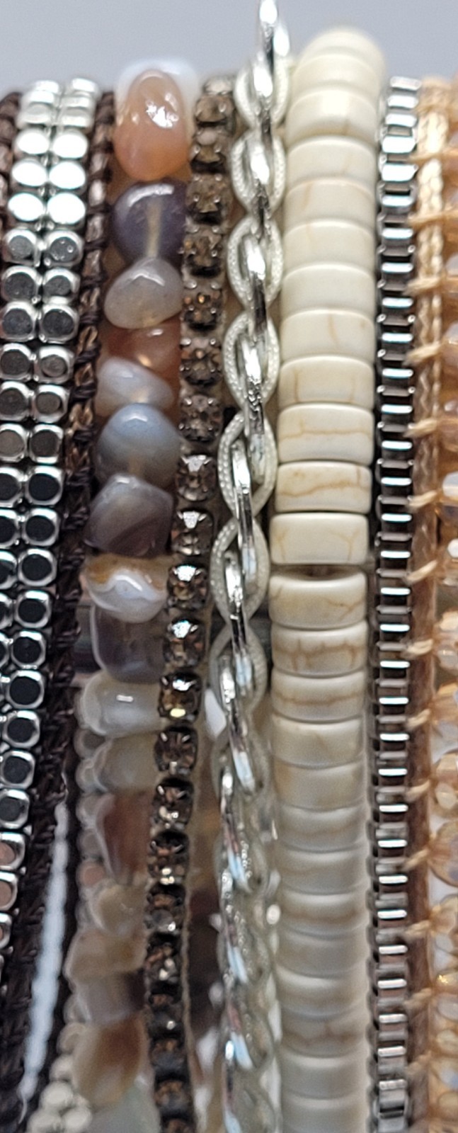 Victoria Emerson Natural Beaded Wrap Cuff Bracelet Multi Strand, Layered Magnet
