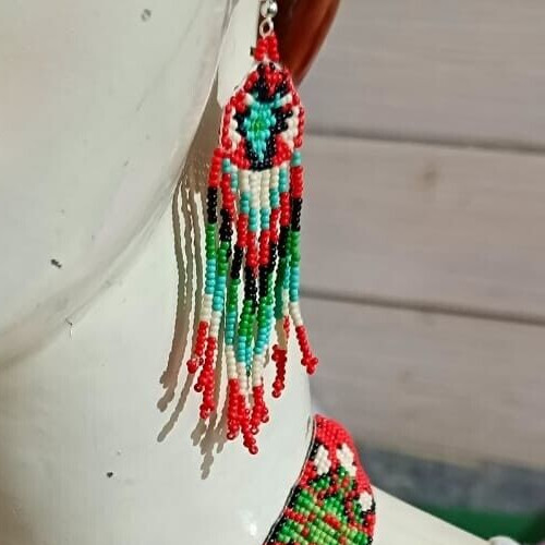 Handmade Necklace Seed Bead Boho American Style Nativ Beaded Multi Strand
