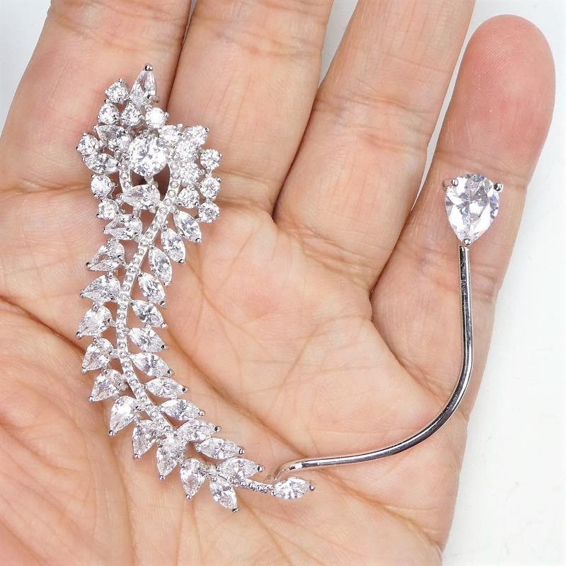 SINGLE RIGHT SIDE CZ Cluster Large Wing Earring Ear Cuff Crawler Climber