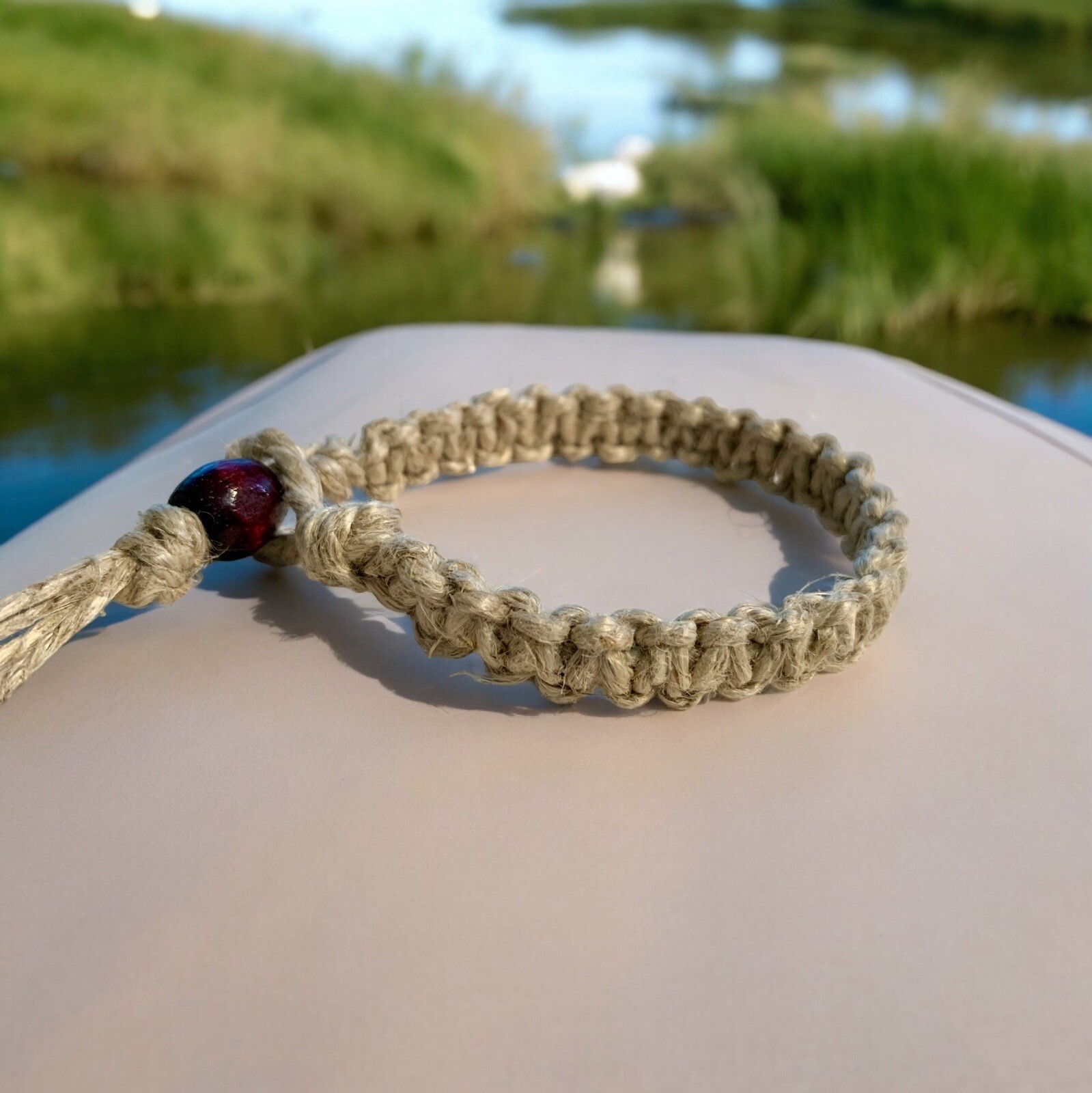 Surfer Hemp Bracelet Phatty Flat Thick Natural