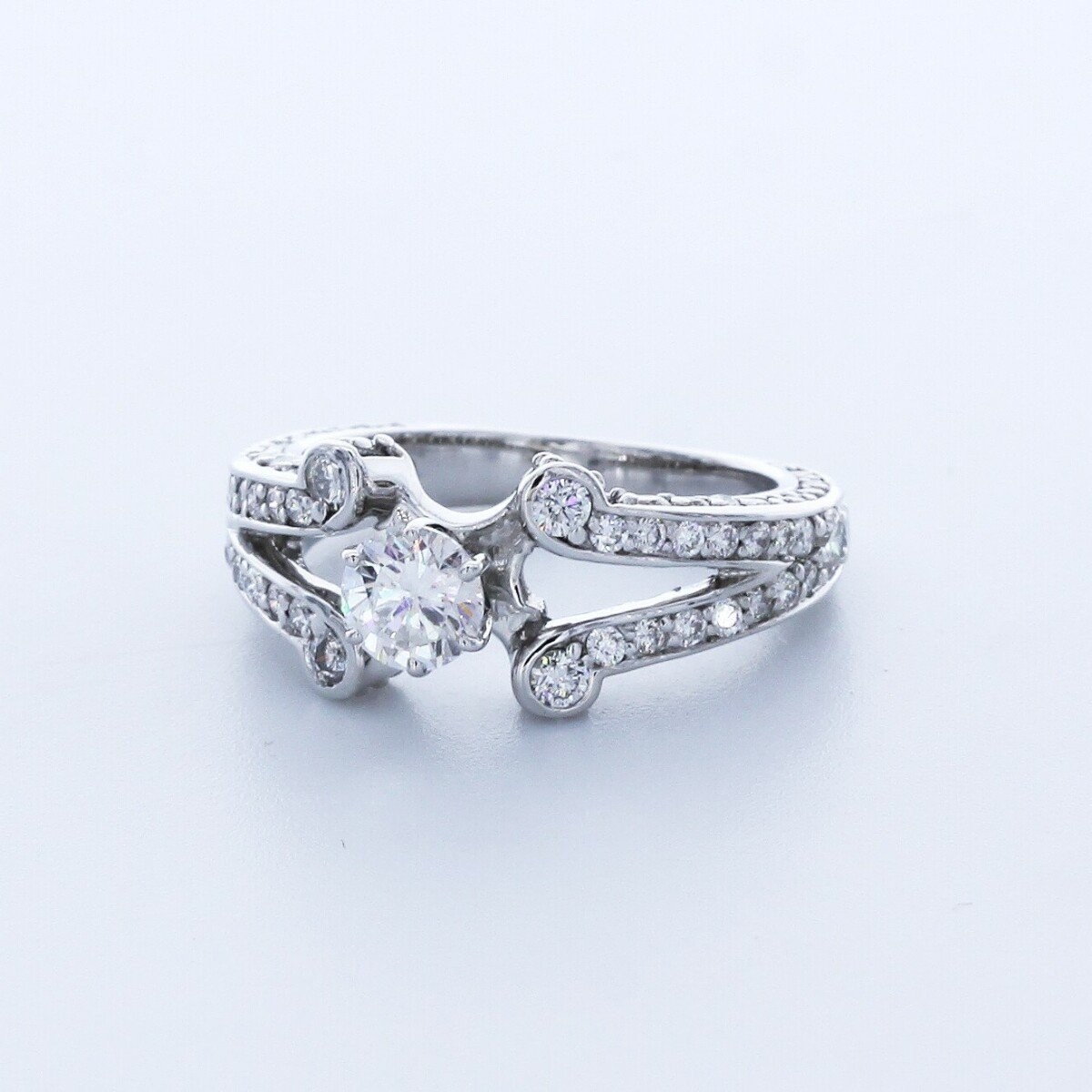 1.9 CT Certified Natural Diamond G/SI1 Round Cut 14K Gold Split-Band Accent Ring