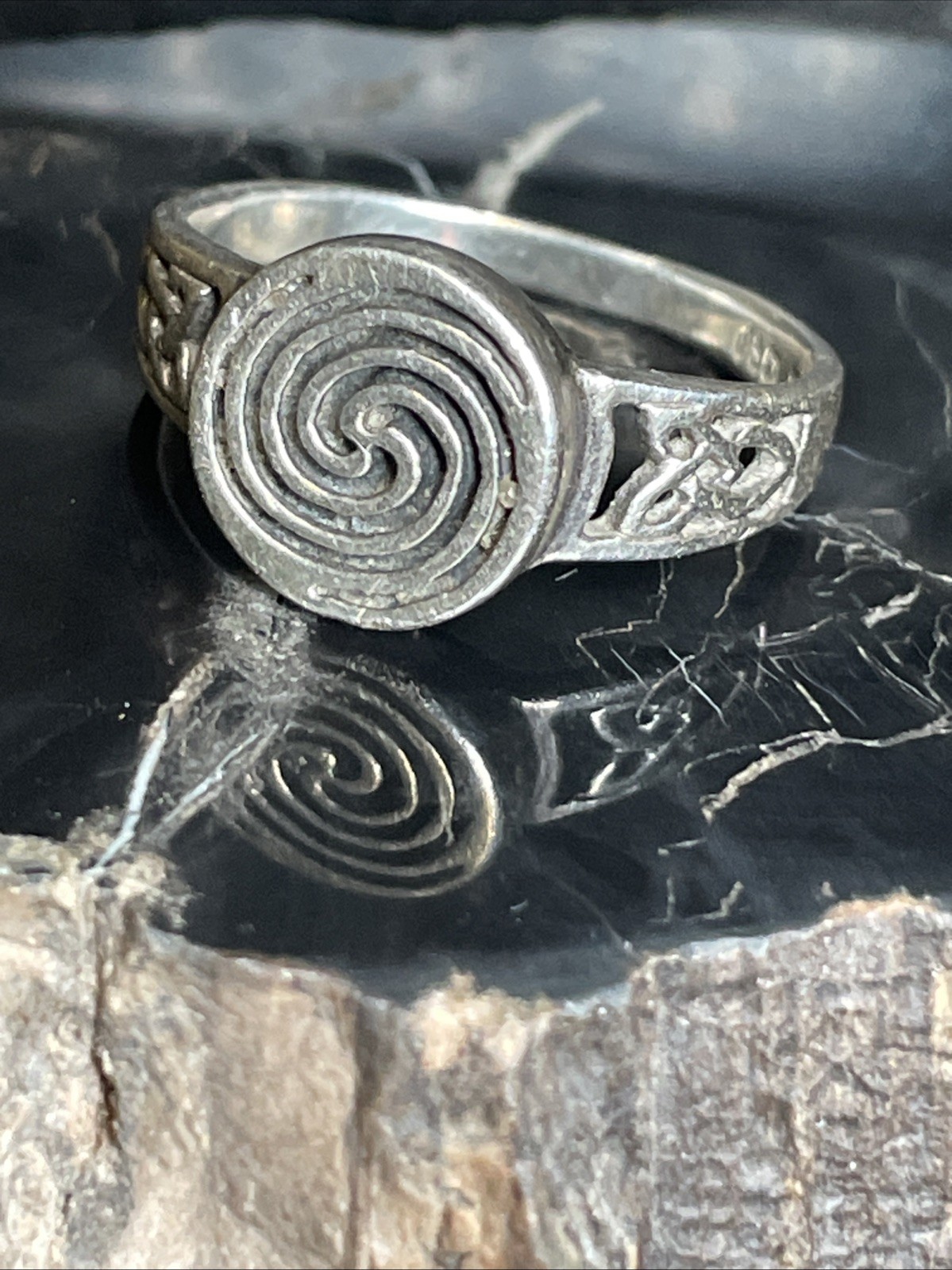 Peter Stone PSCL Sterling Silver Celtic Spiral Ring Size 9.5