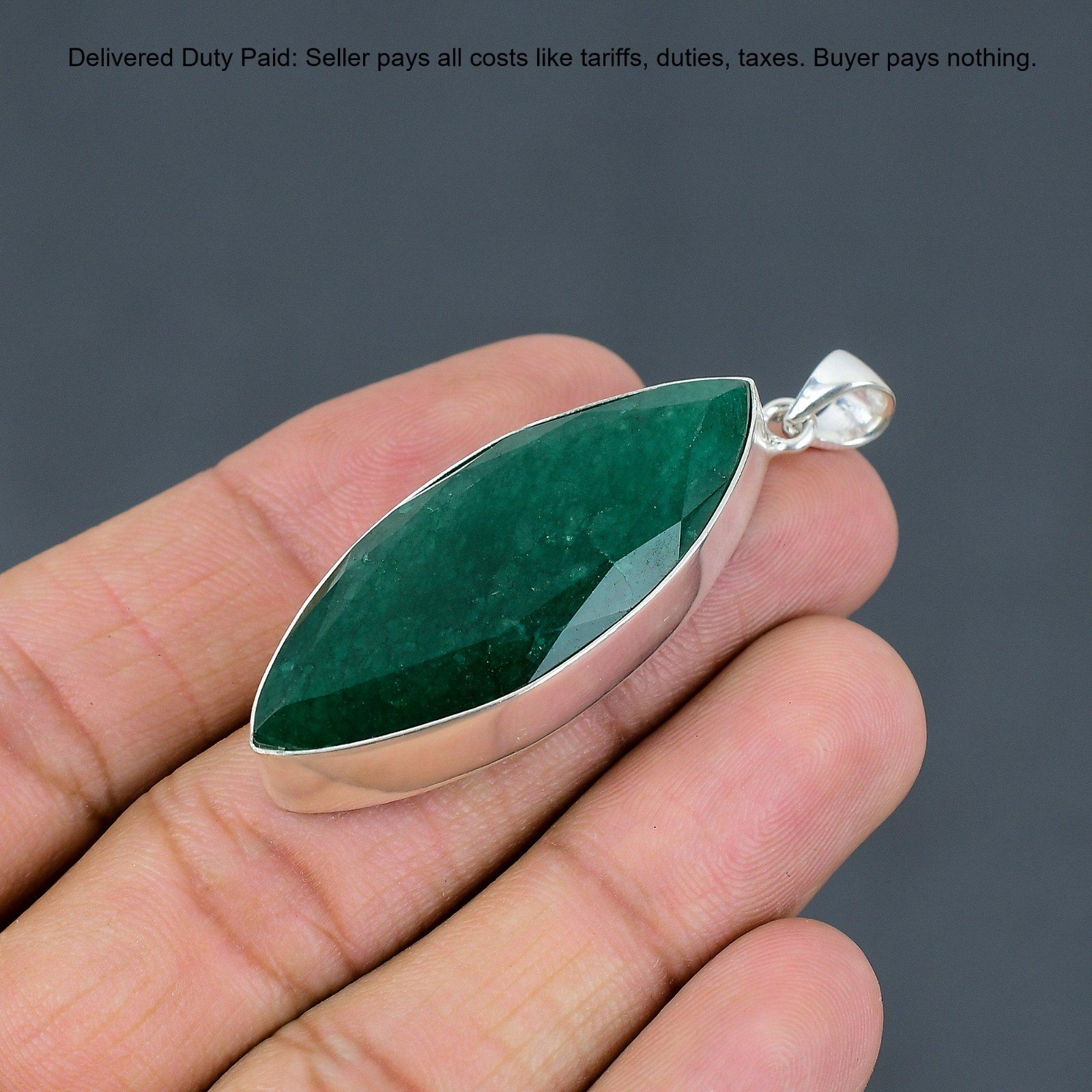 Christmas Sale 925 Sterling Silver Zambian Emrald Gemstone Wife Pendant Jewelry