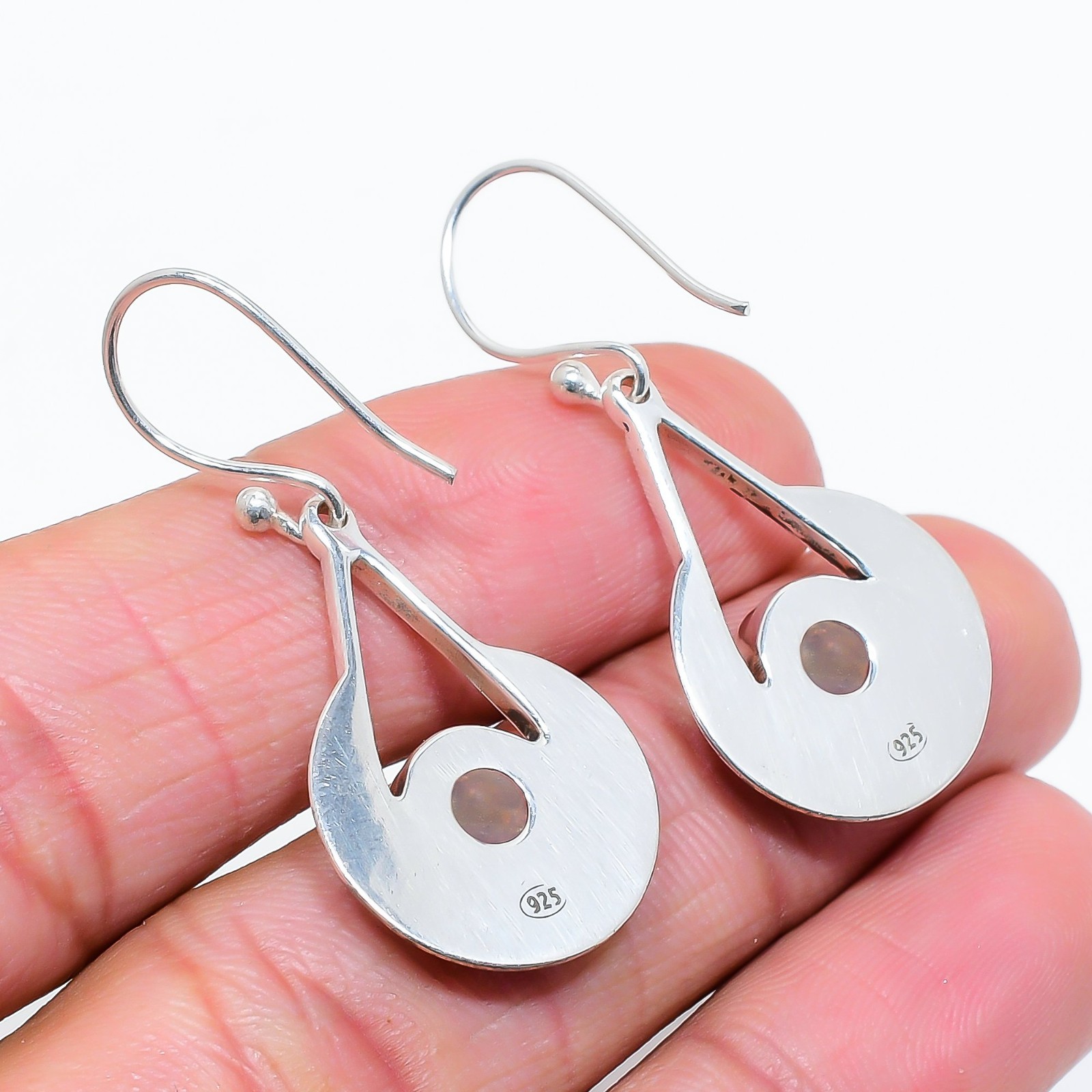 Beautiful Natural Titanium Agate Drusy 925 Sterling Silver Dangle Drop Earrings