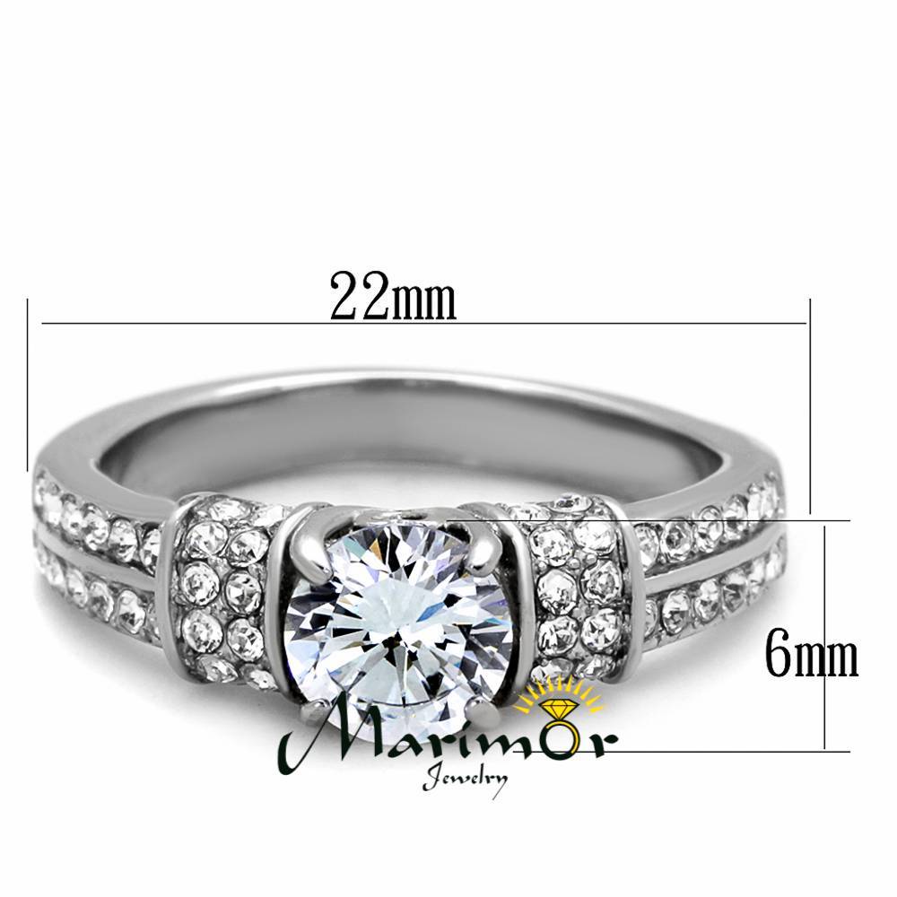 1.32Ct Round Cut Cubic Zirconia Stainless Steel Engagement Ring Womens Size 5-10
